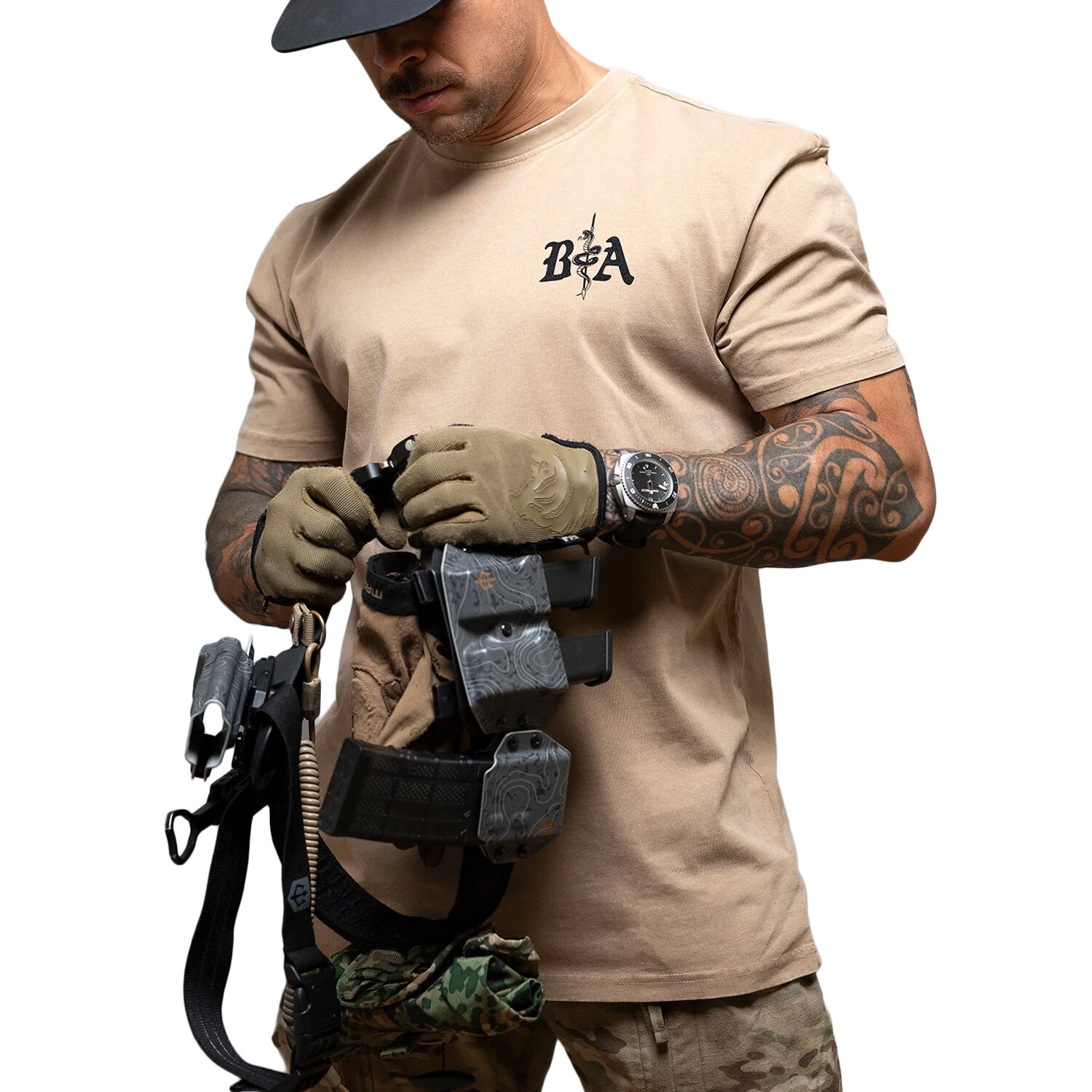 Koszulka T-shirt Brothers In Arms St. Michael Oversized - Coyote