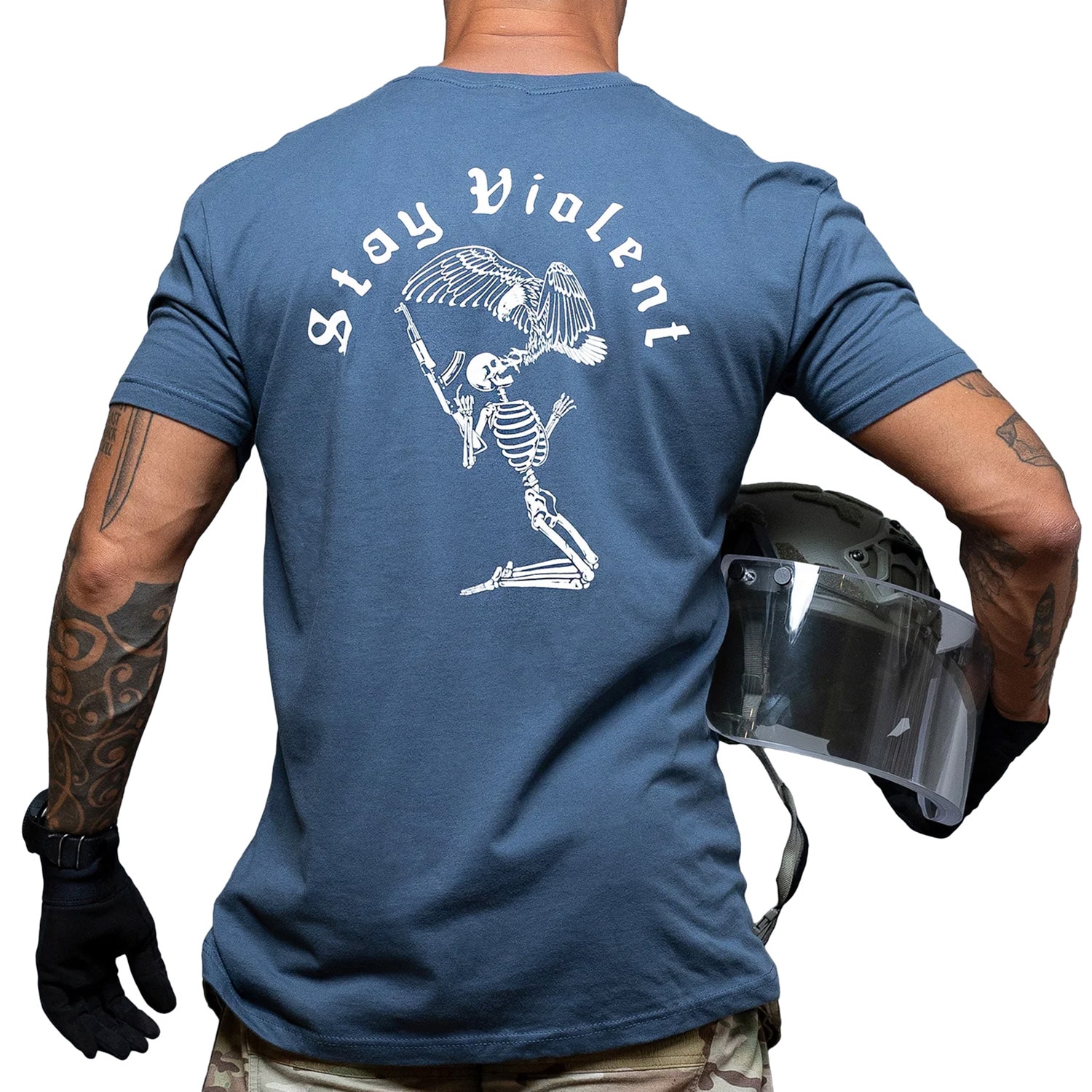 Koszulka T-Shirt Brothers In Arms Stay Violent - Indigo