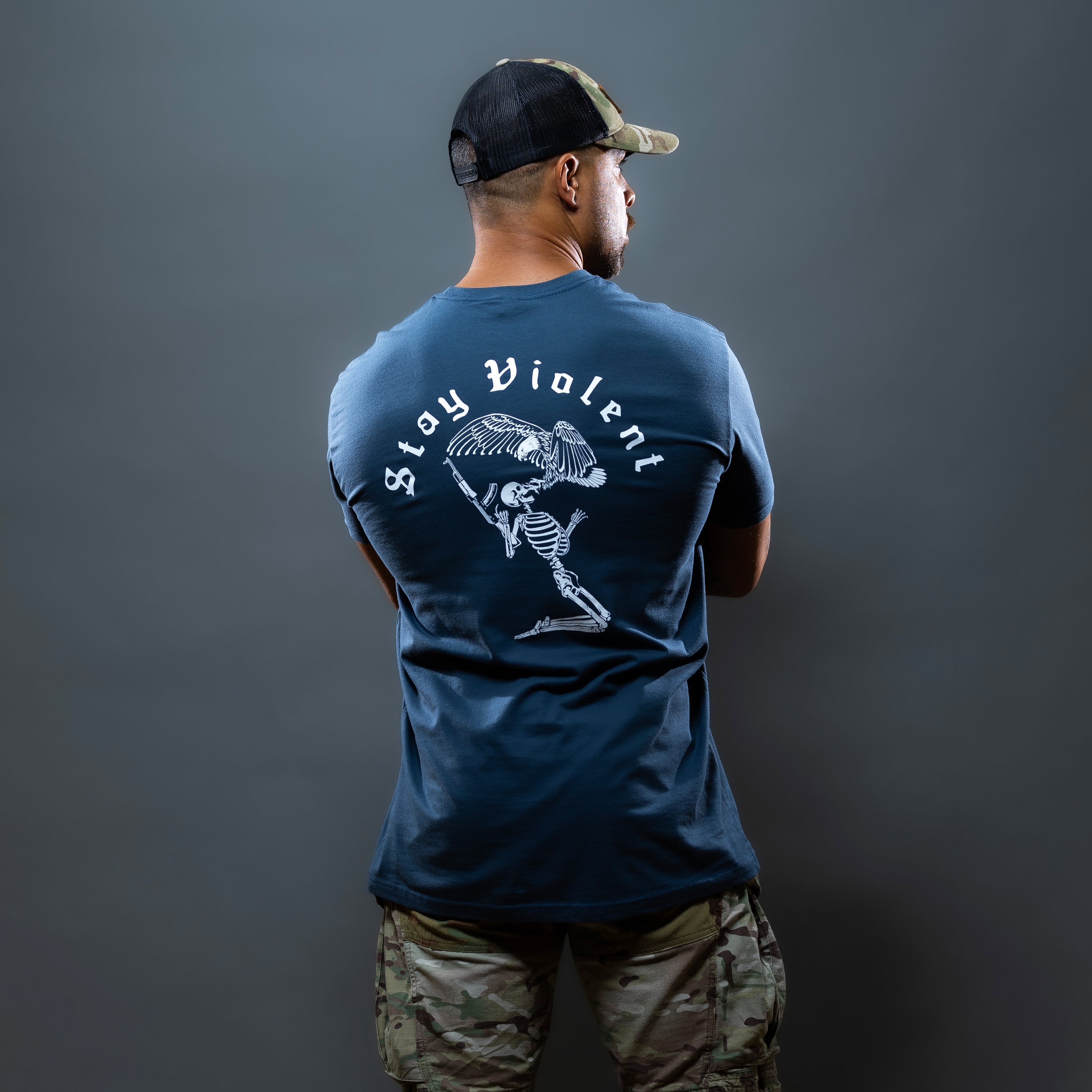 Koszulka T-Shirt Brothers In Arms Stay Violent - Indigo