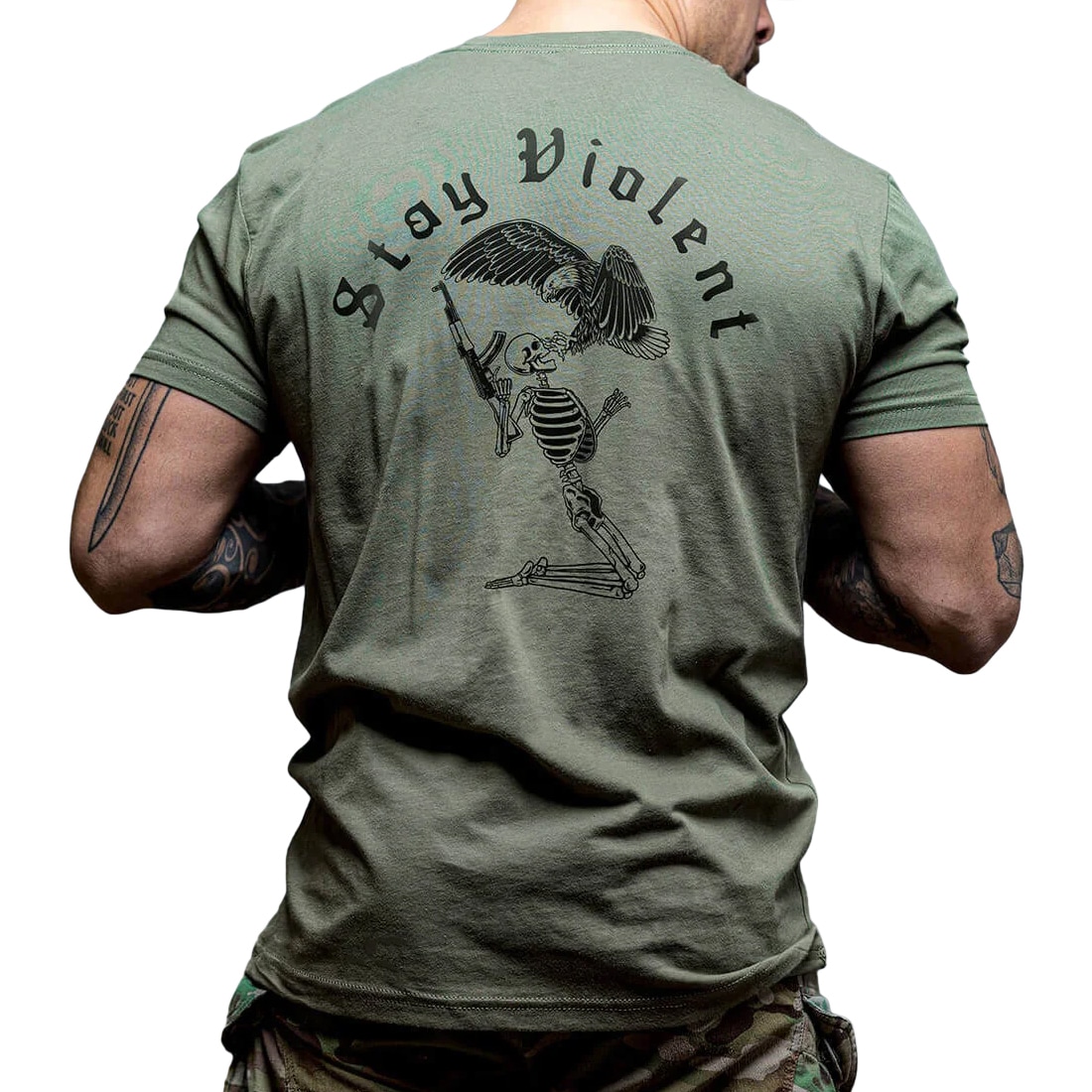 Koszulka T-Shirt Brothers In Arms Stay Violent - Olive