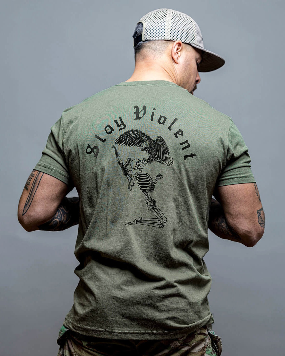 Koszulka T-Shirt Brothers In Arms Stay Violent - Olive