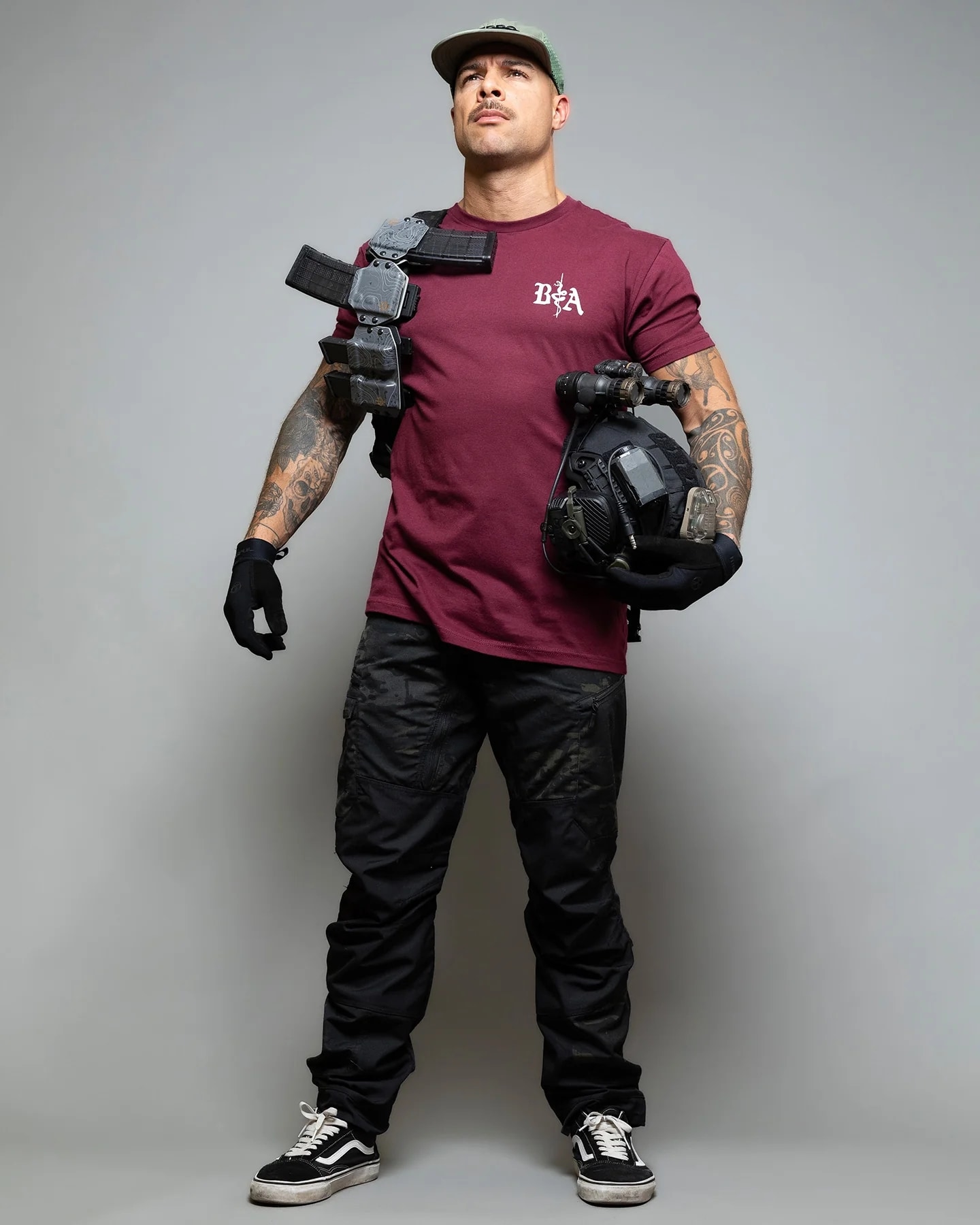 Brothers In Arms St. Michael T-Shirt - Bordeaux