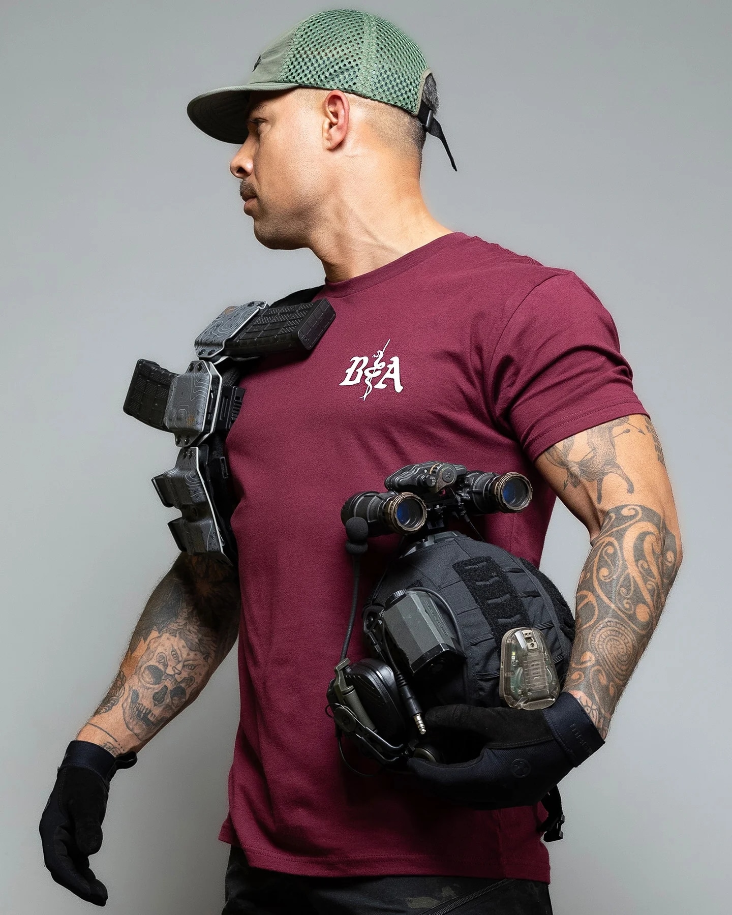 Brothers In Arms St. Michael T-Shirt - Bordeaux
