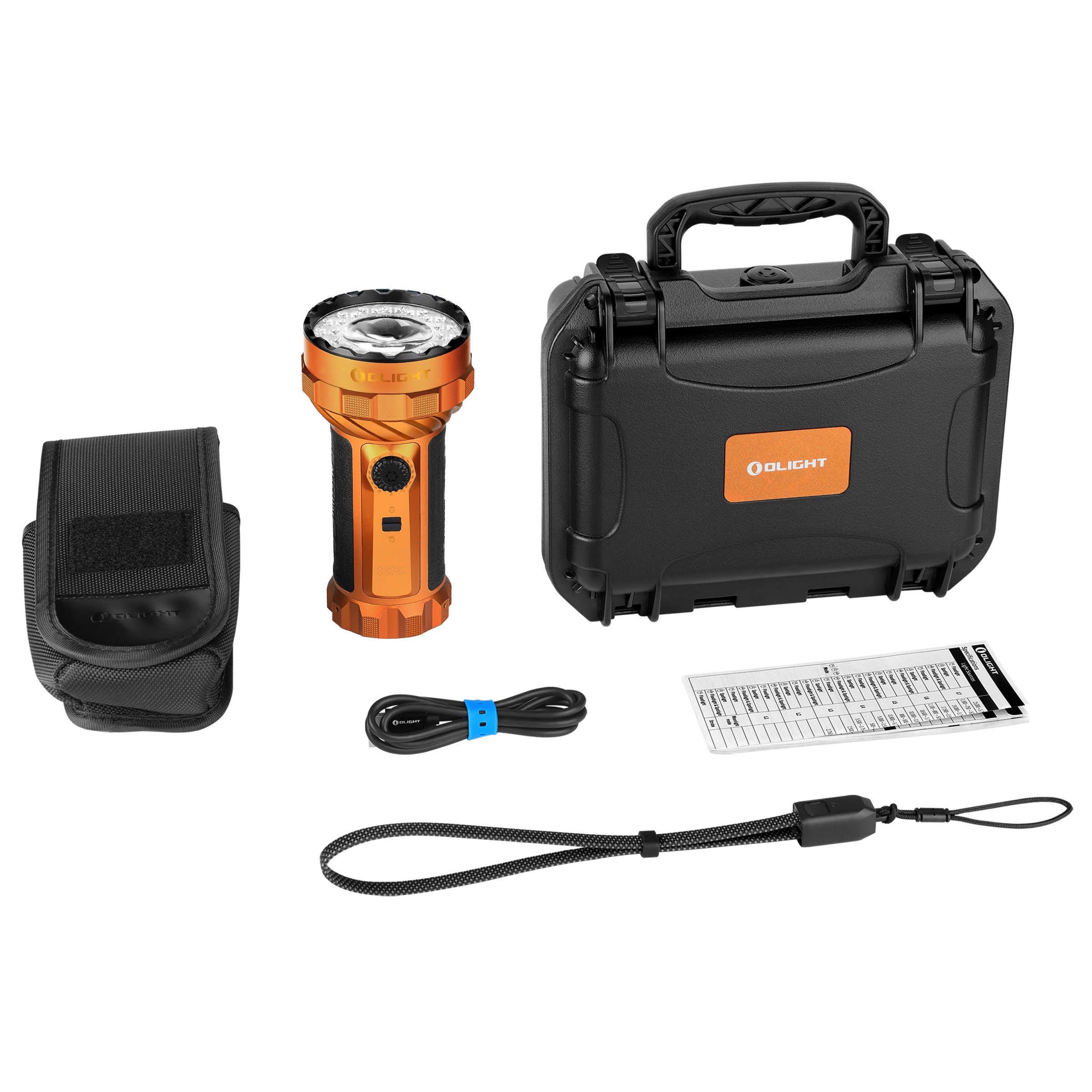 Latarka akumulatorowa Olight Marauder 3 Cool White z funkcją powerbanku Orange - 25000 lumenów, zasięg 1050 m