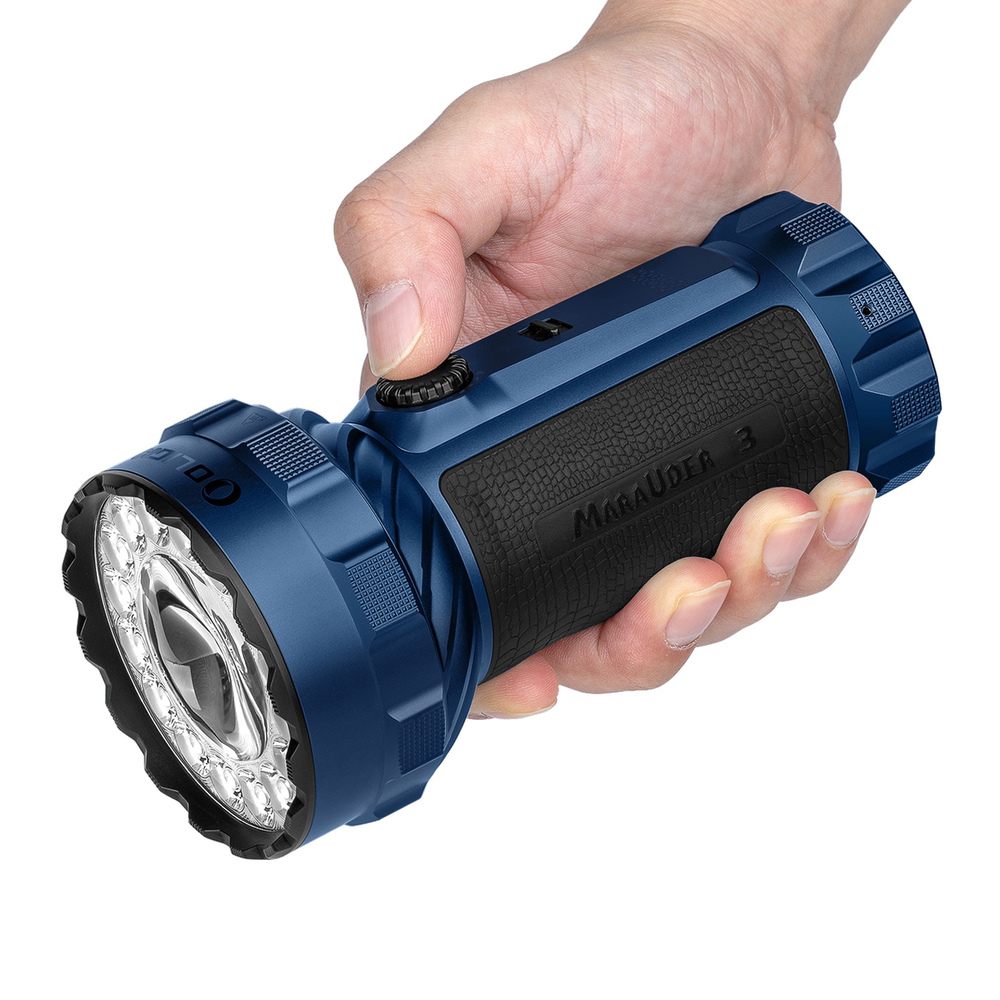 Latarka akumulatorowa Olight Marauder 3 Cool White z funkcją powerbanku Midnight Blue - 25000 lumenów, zasięg 1050 m
