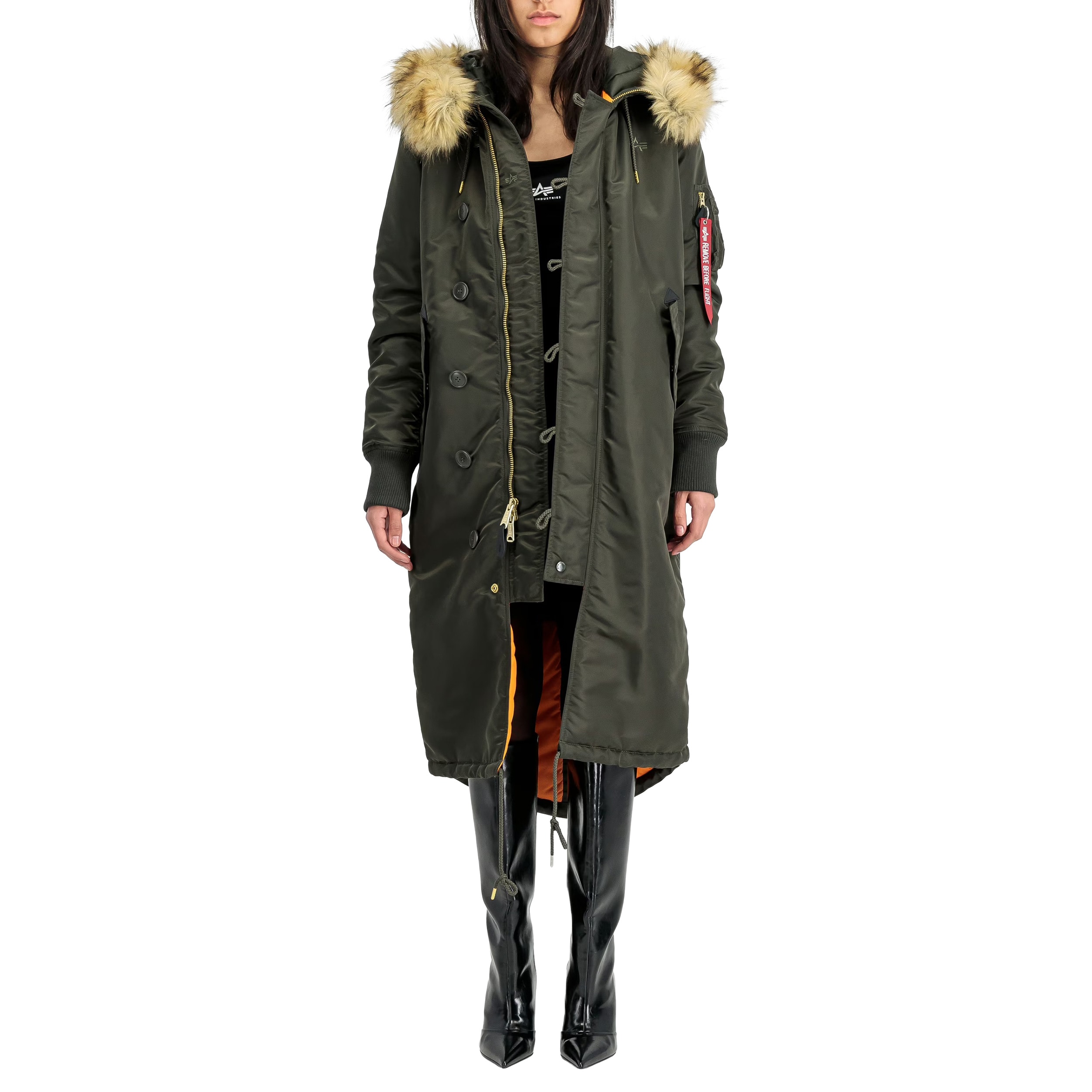 Kurtka damska Alpha Industries Long Fishtail - Black/Olive