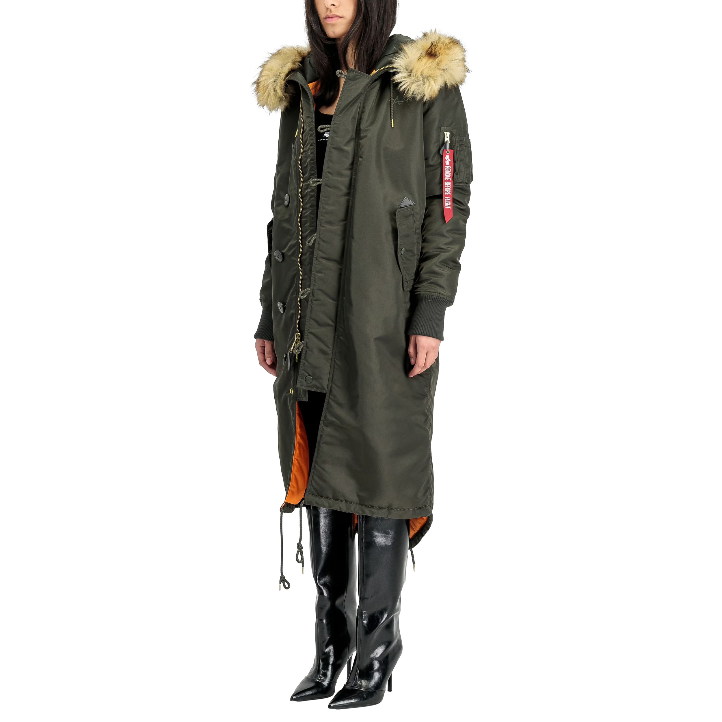 Kurtka damska Alpha Industries Long Fishtail - Black/Olive