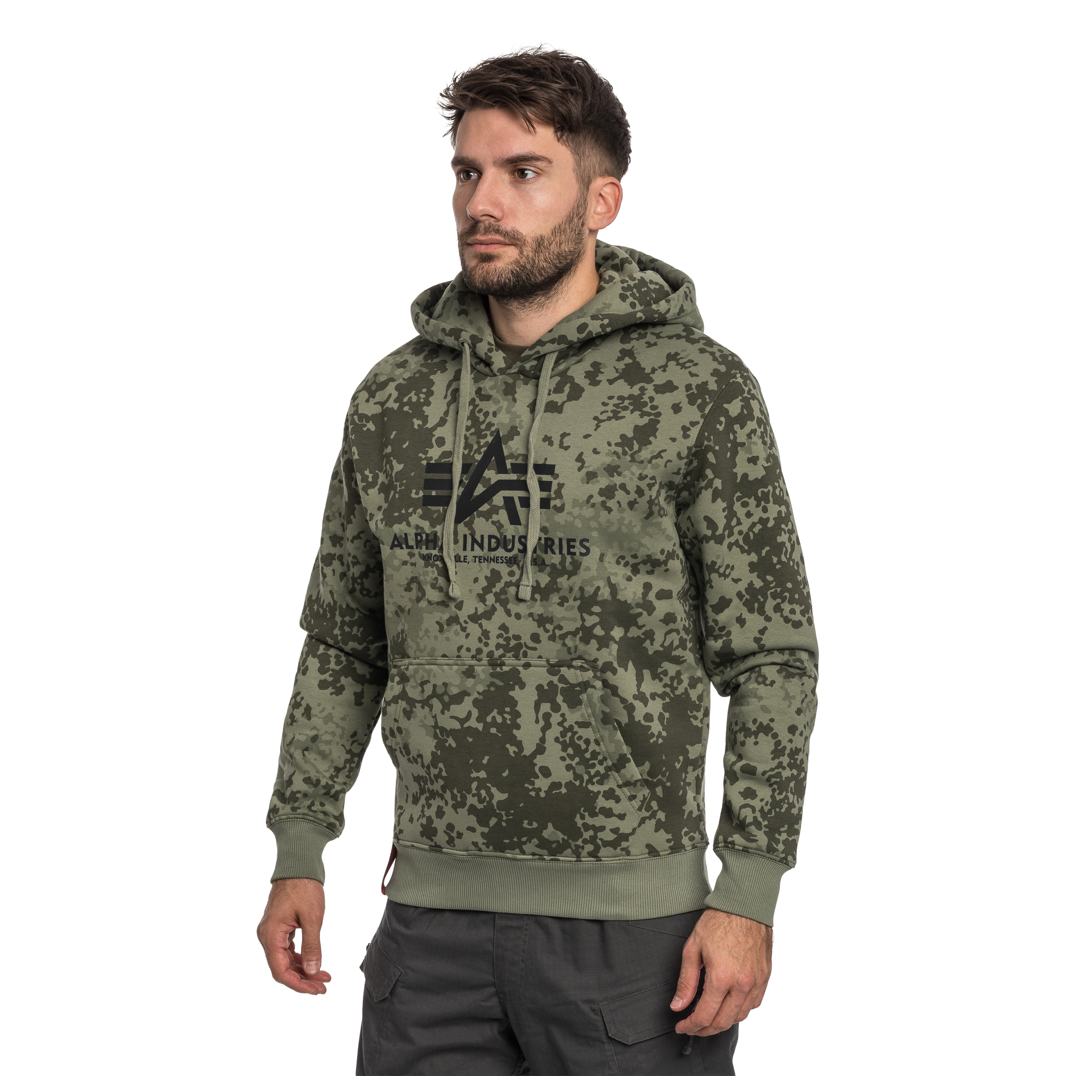 Bluza Alpha Industries Basic Big Logo Camo Hoodie - Forest Camo