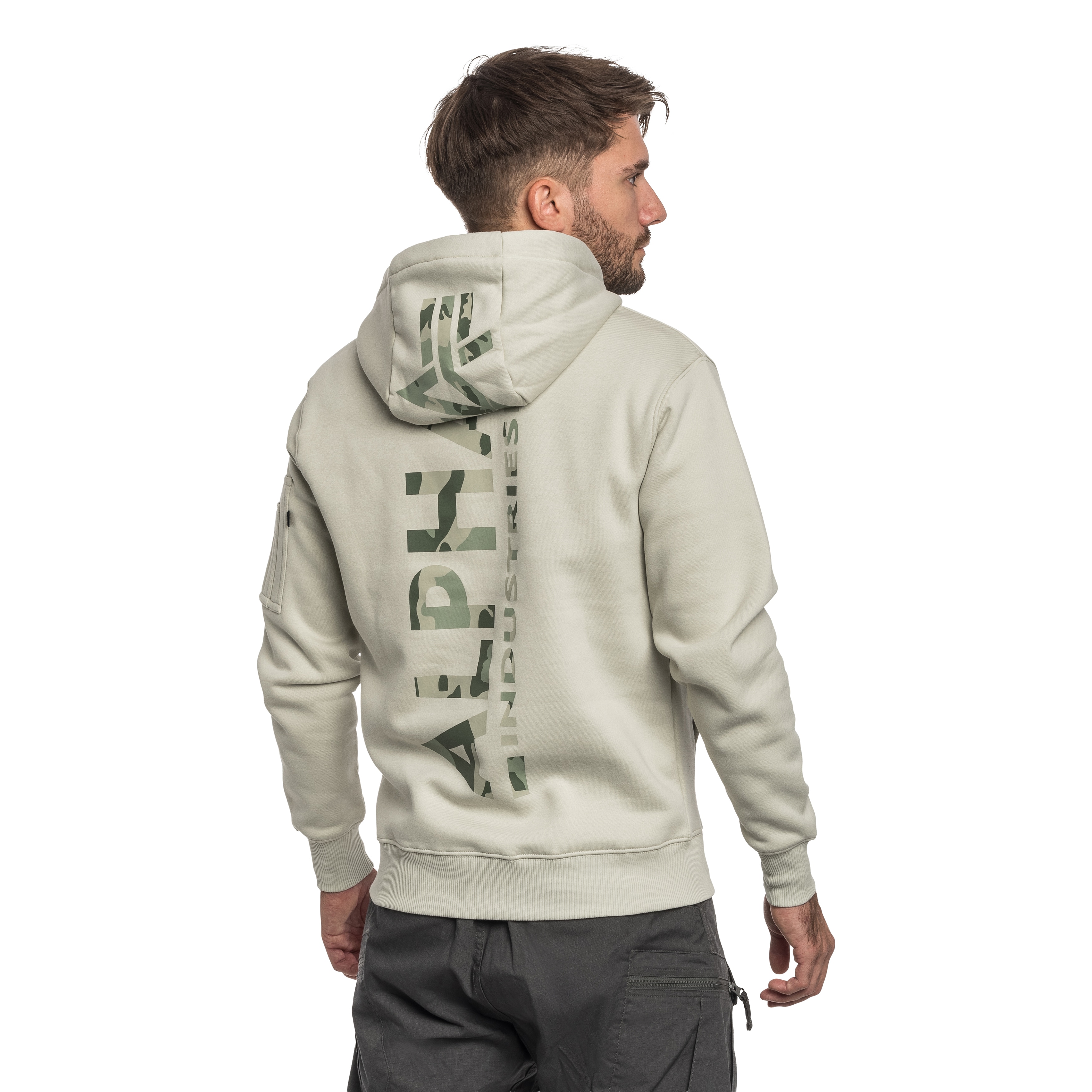 Bluza Alpha Industries Backprint Camo Print Hoodie - Stone