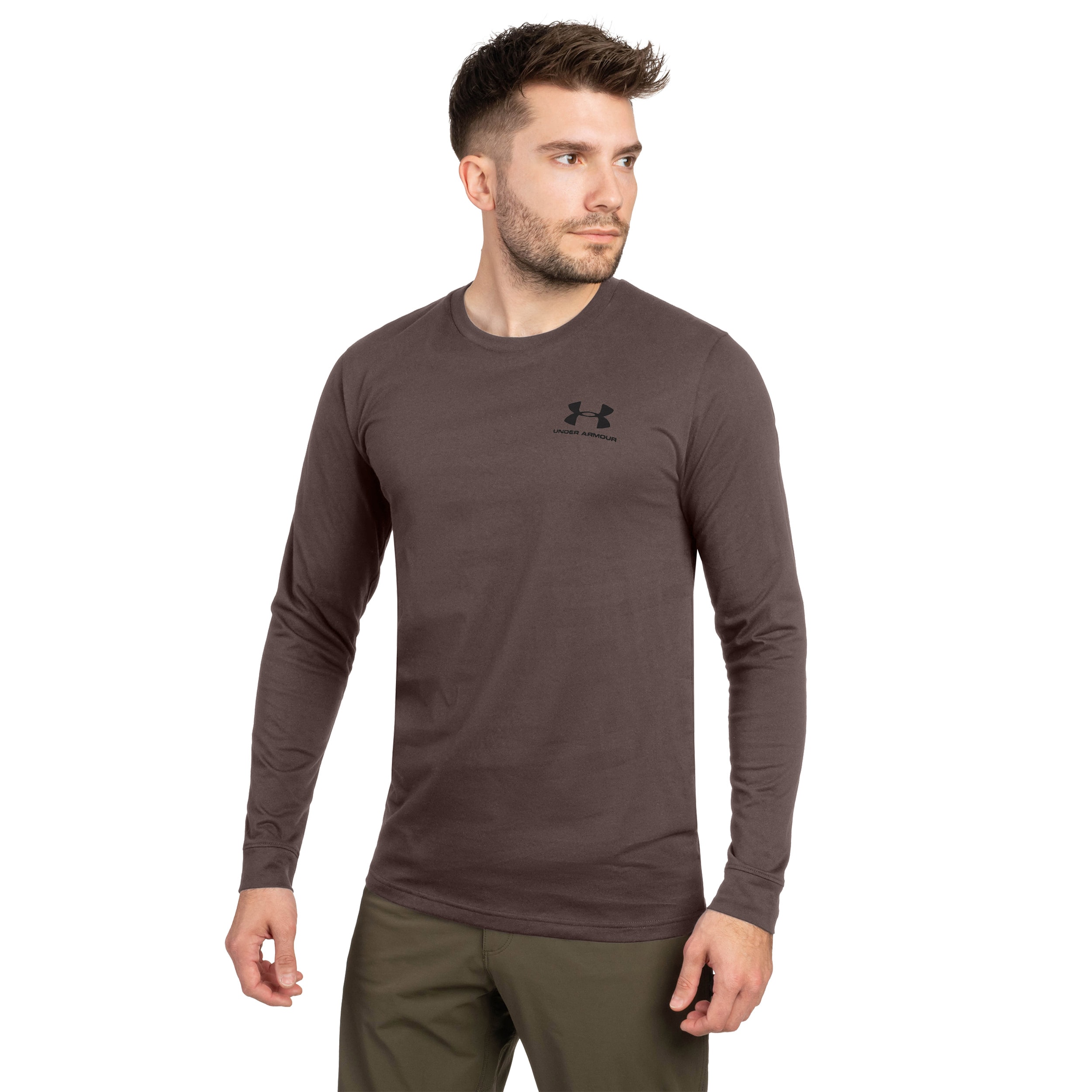 Koszulka termoaktywna Under Armour Left Chest Long Sleeve - Peppercorn/Black