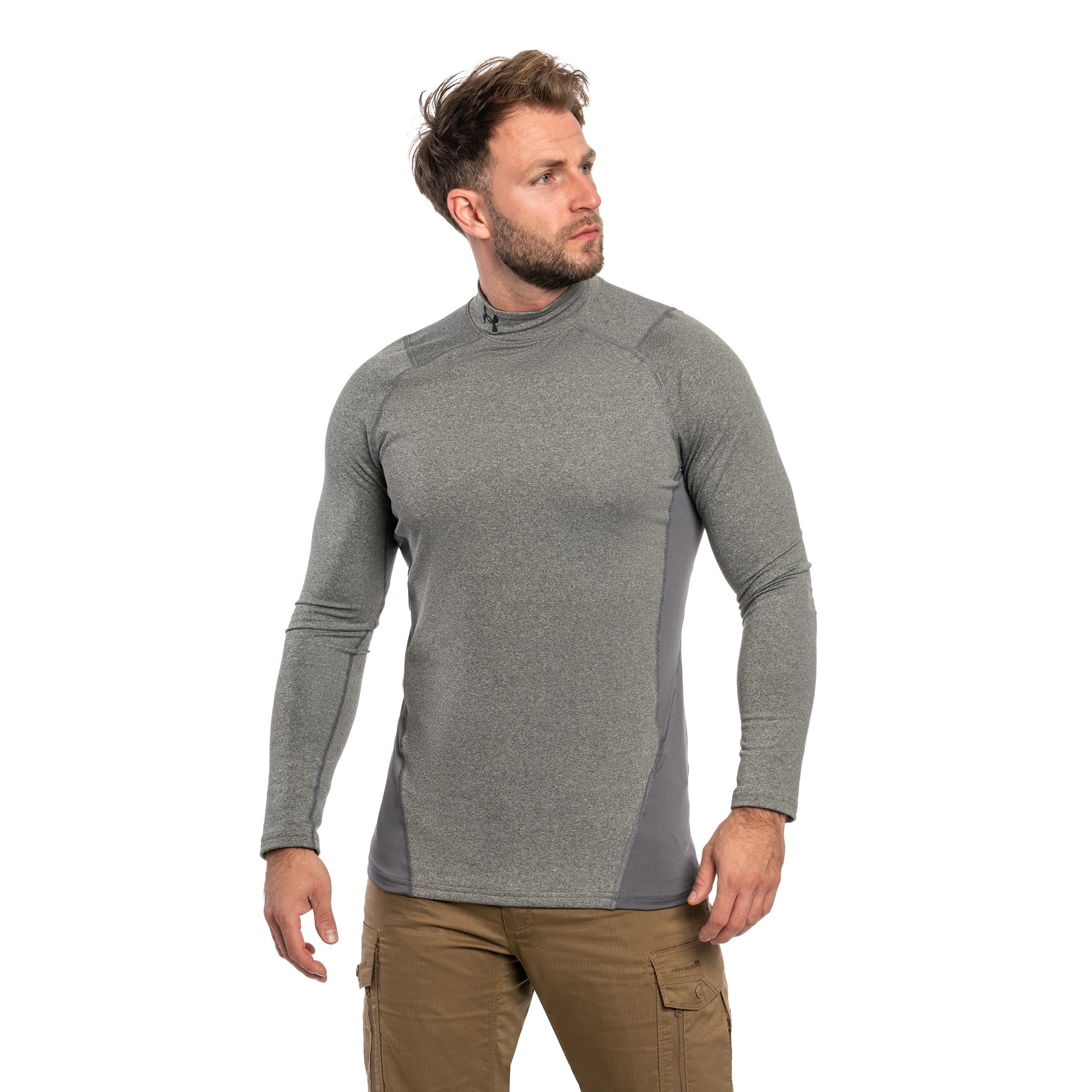 Koszulka termoaktywna Under Armour ColdGear Fitted - Charcoal Light Heather/Black