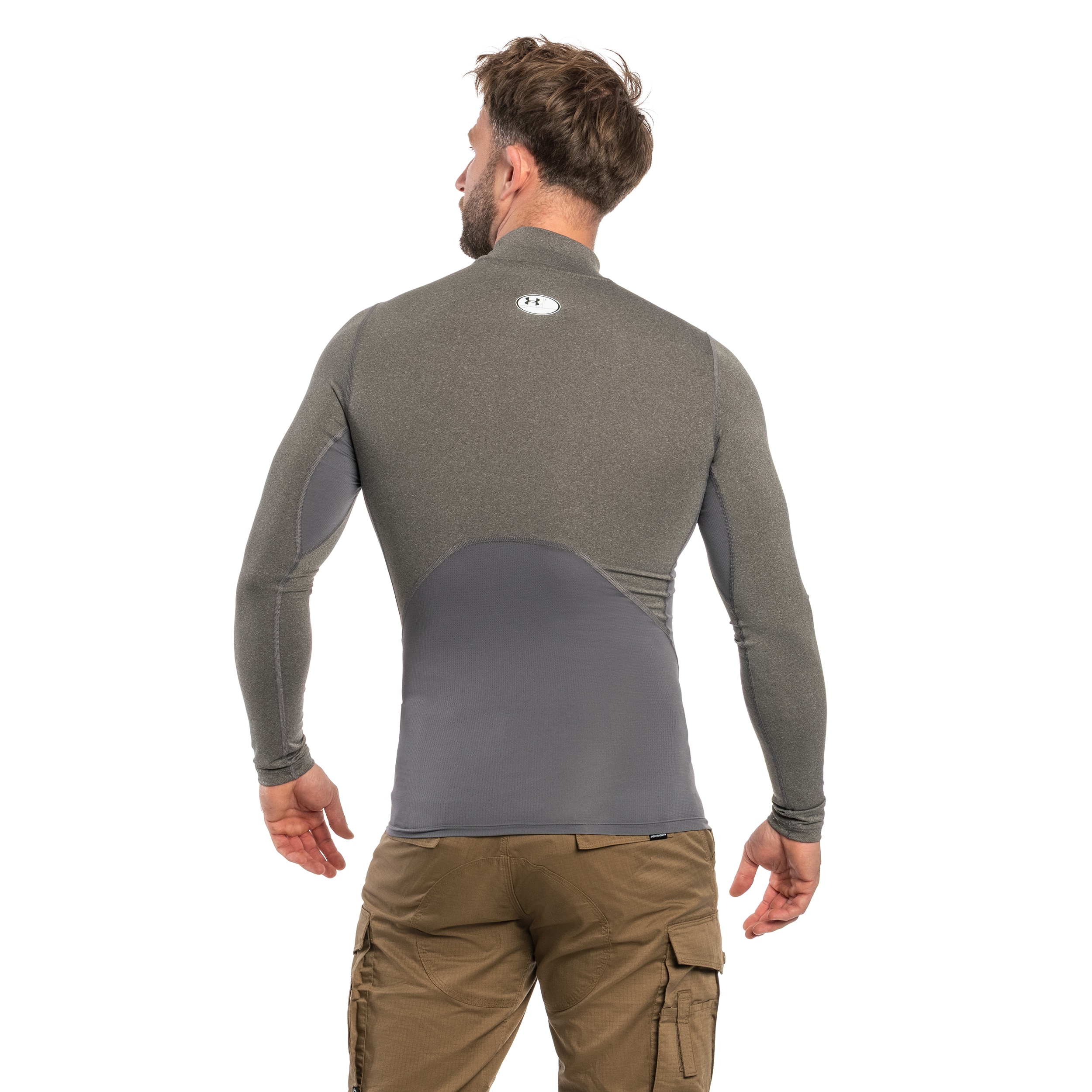 Koszulka termoaktywna Under Armour HeatGear Compression Mock - Carbon Heather/Black