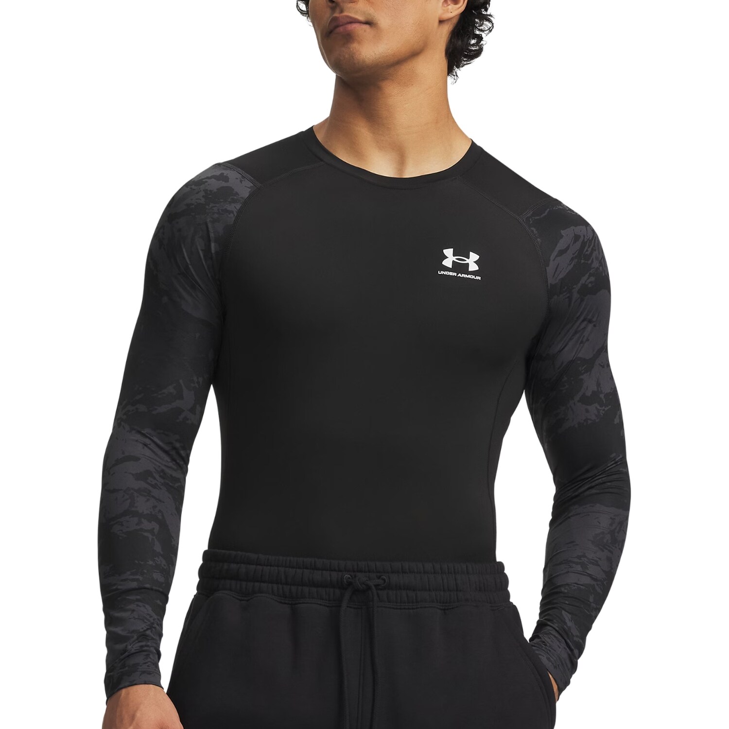 Koszulka termoaktywna Under Armour HeatGear Compression Colorblock - Ultimate Black / White