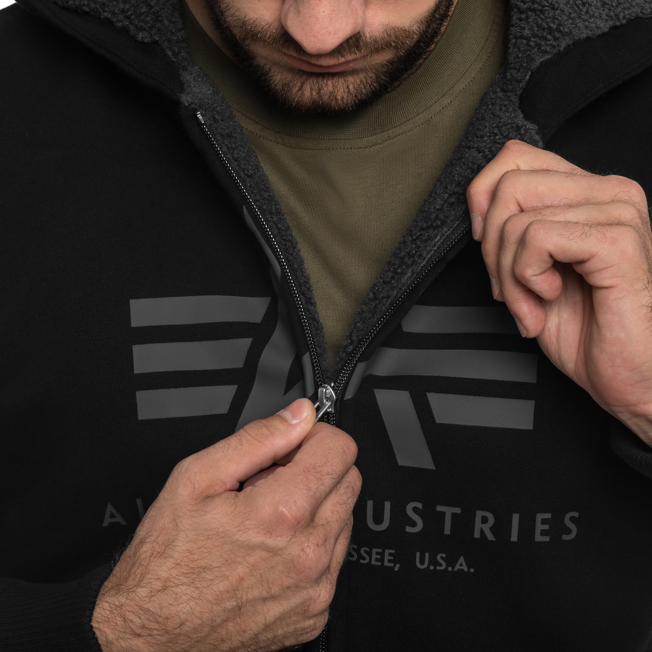 Alpha Industries Fleece Sherpa Hoodie - Black
