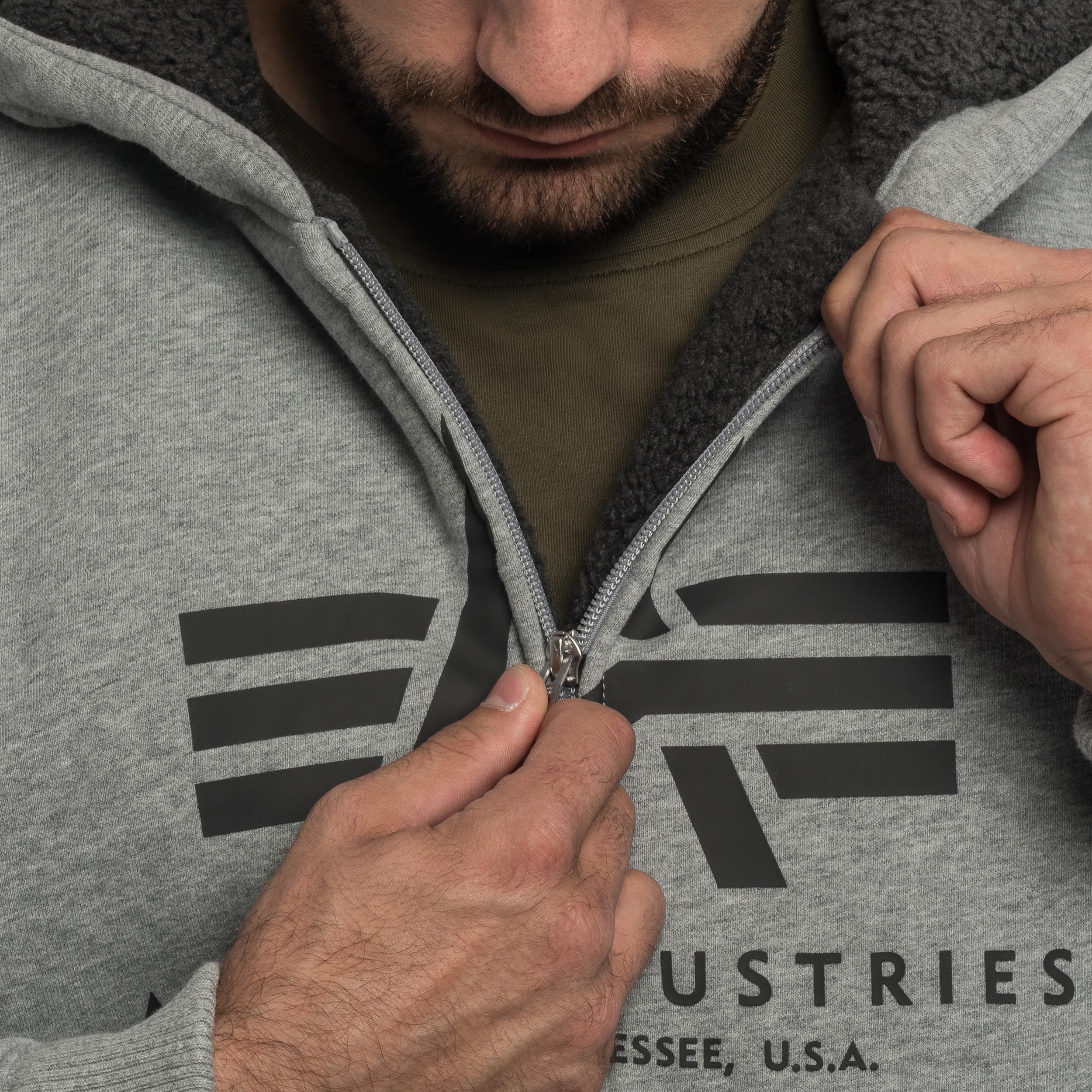 Худі Alpha Industries Fleece Sherpa - Grey Heather