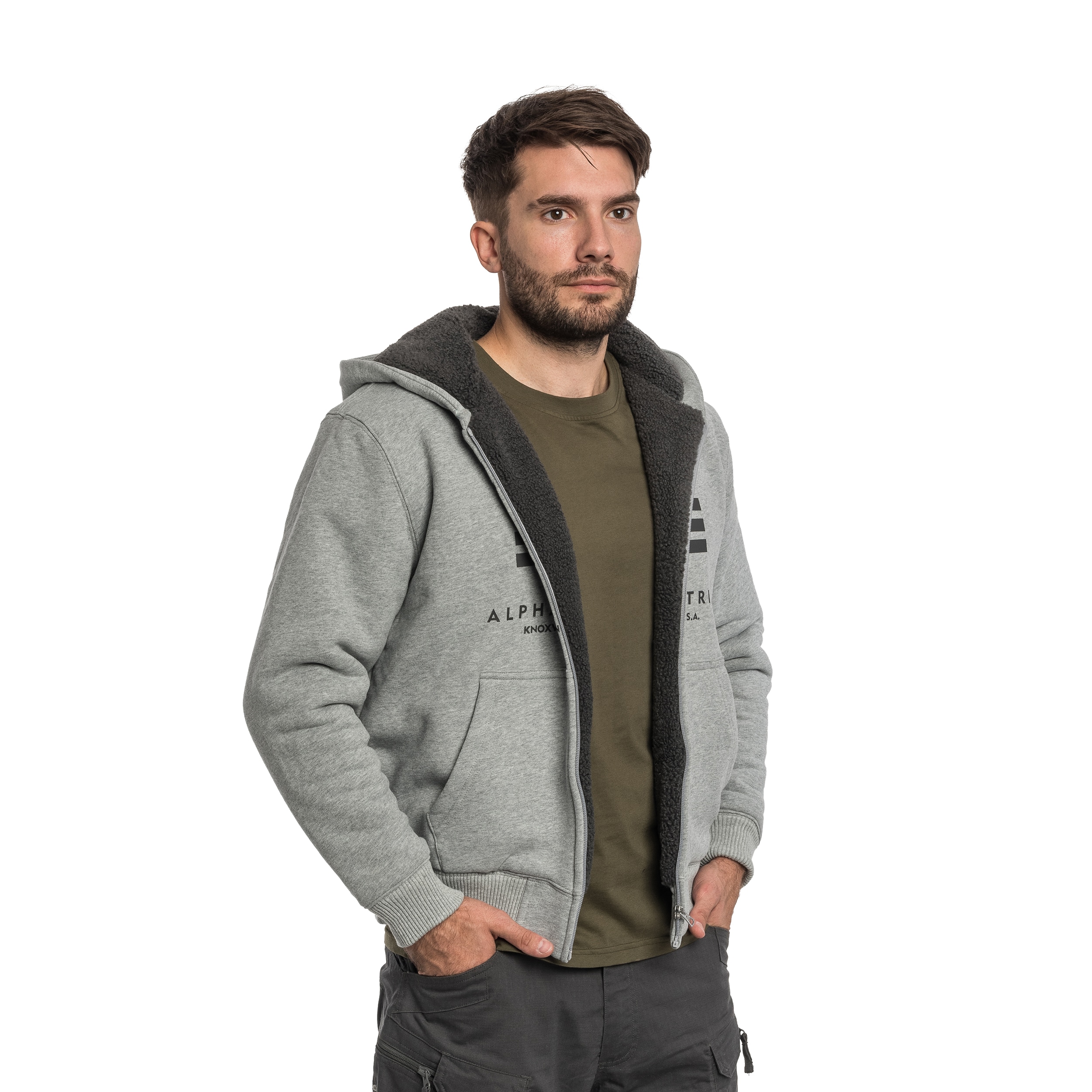 Худі Alpha Industries Fleece Sherpa - Grey Heather