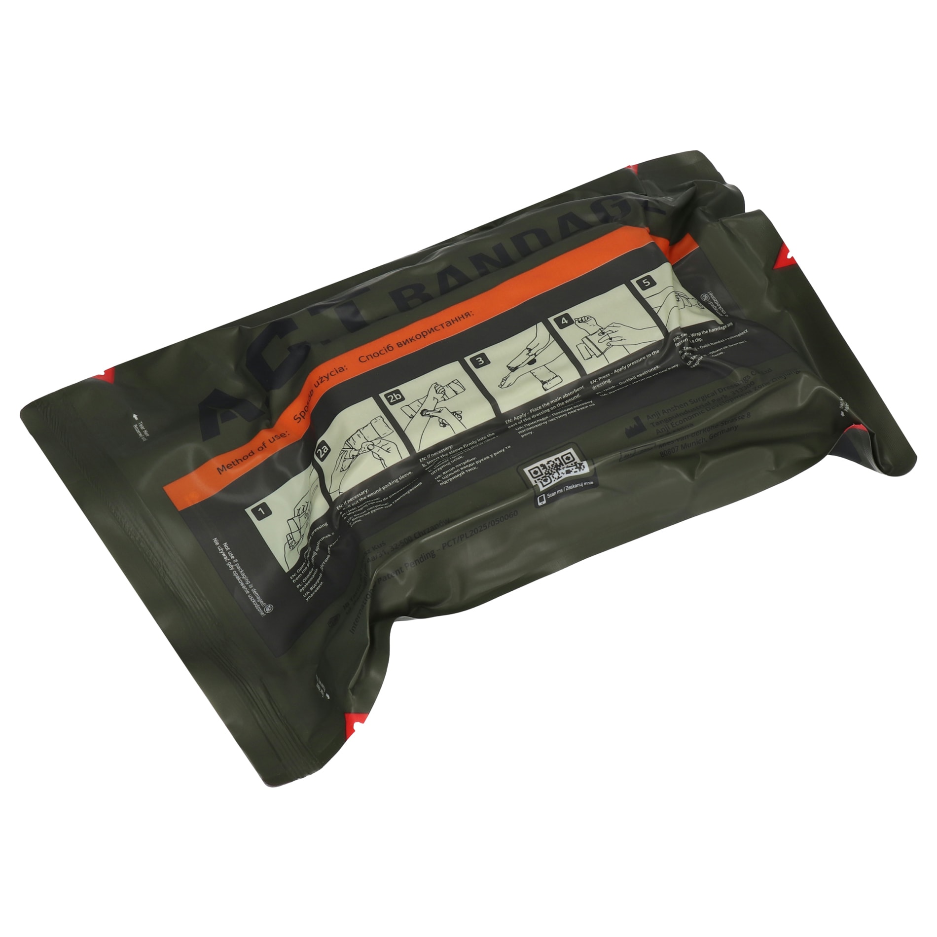 Opatrunek uciskowy JB Tacticals A.C.T. z aktywną kompresją 15 cm