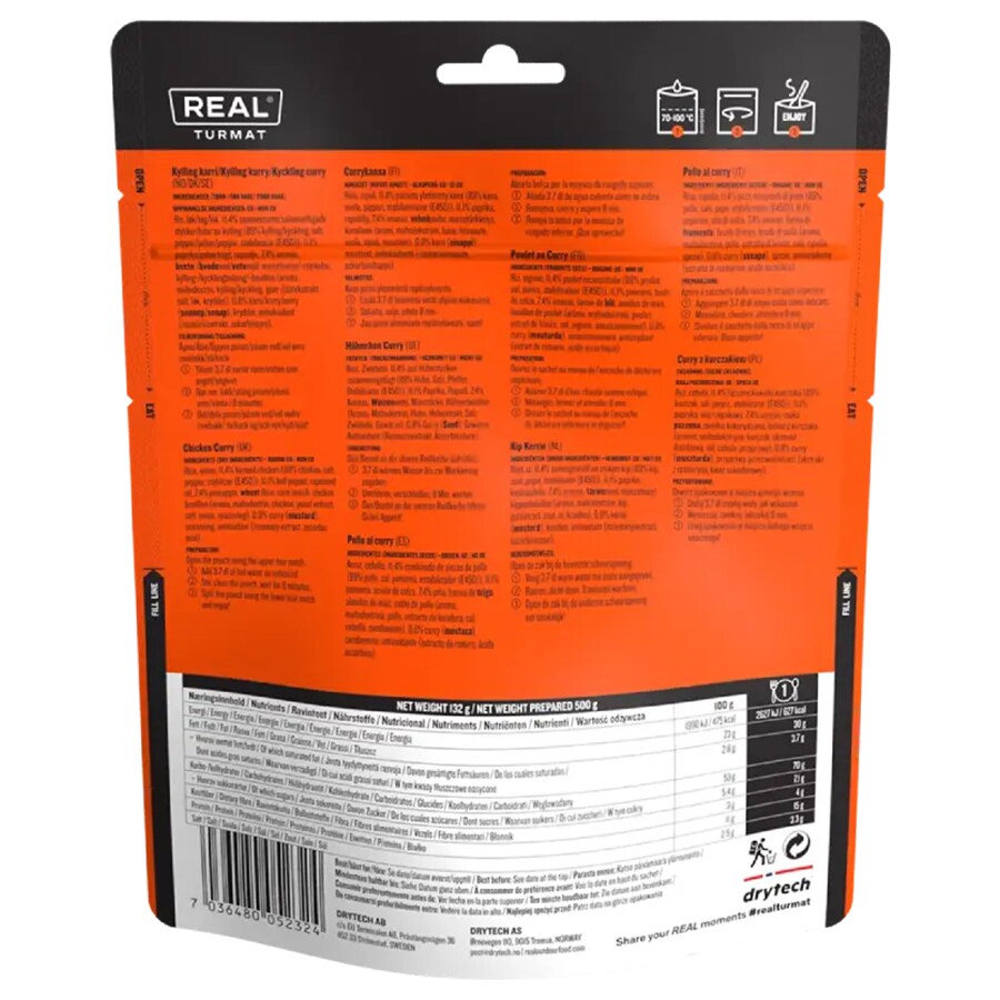 Real Turmat Freeze-Dried Food Chicken Curry 132 g/627 kcal