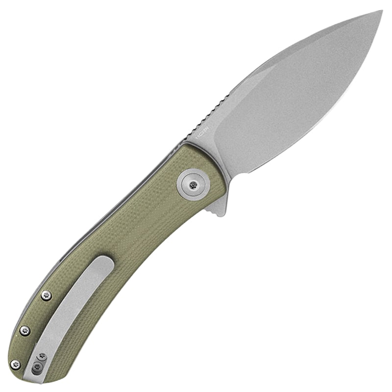 Trollsky Knives Mandu EVO Folding Knife - Dark Bead Blasted 14C28N/OD Green G10