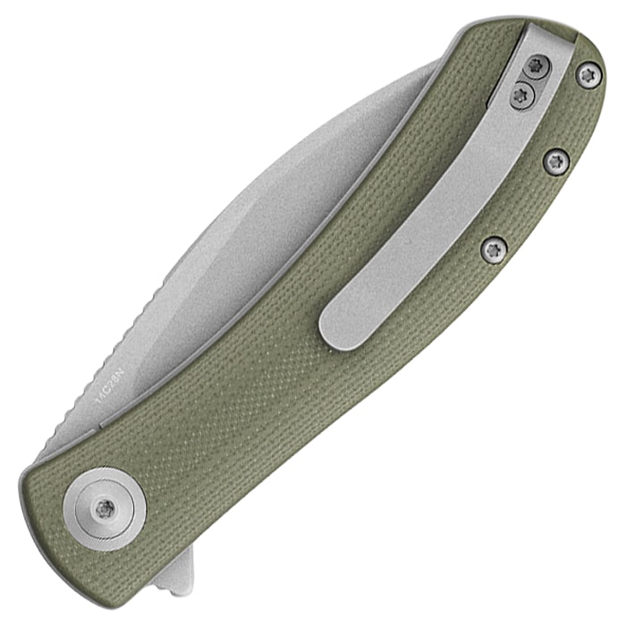 Trollsky Knives Mandu EVO Folding Knife - Dark Bead Blasted 14C28N/OD Green G10
