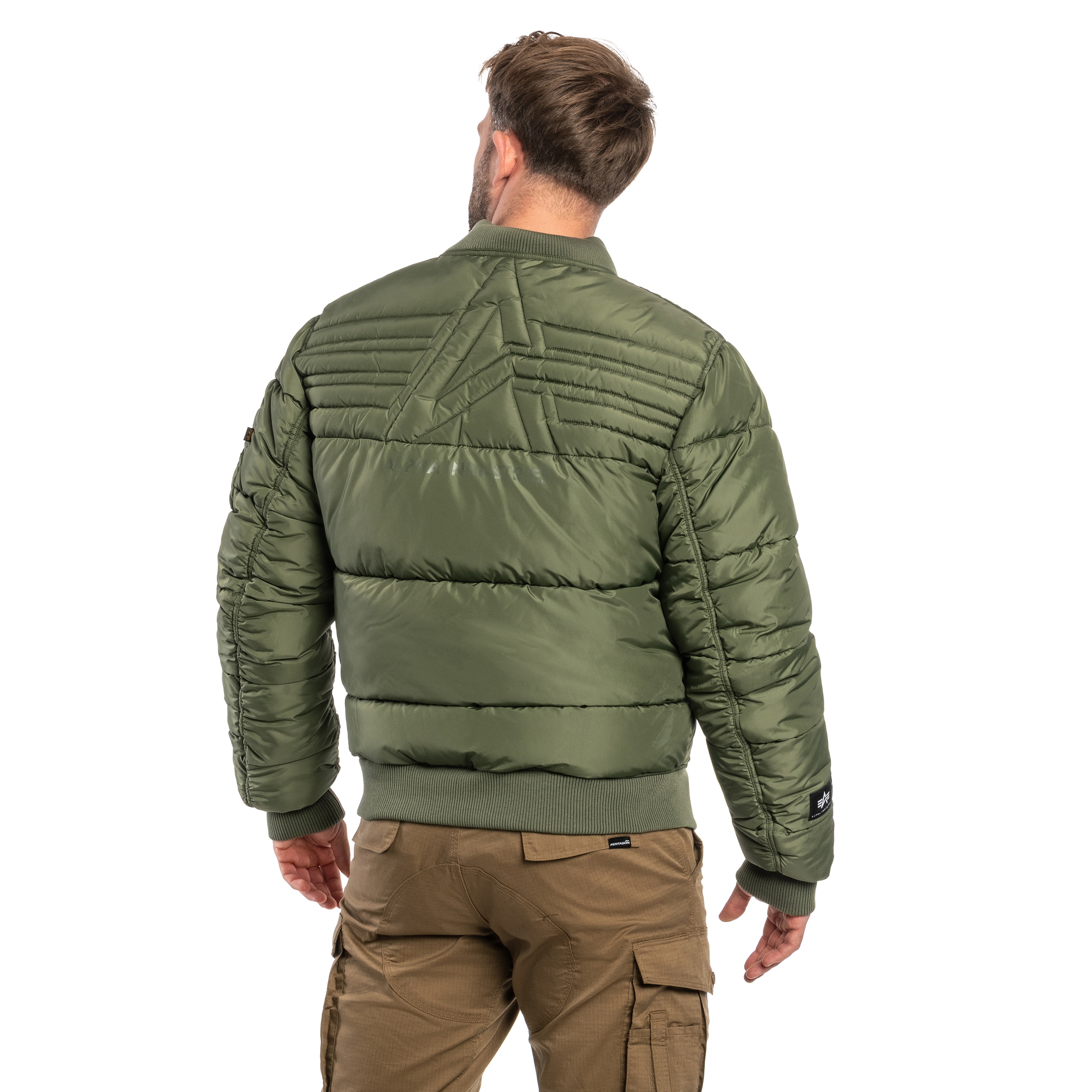 Kurtka Alpha Industries MA-1 Logo Puffer Winter Jacket - Sage Green