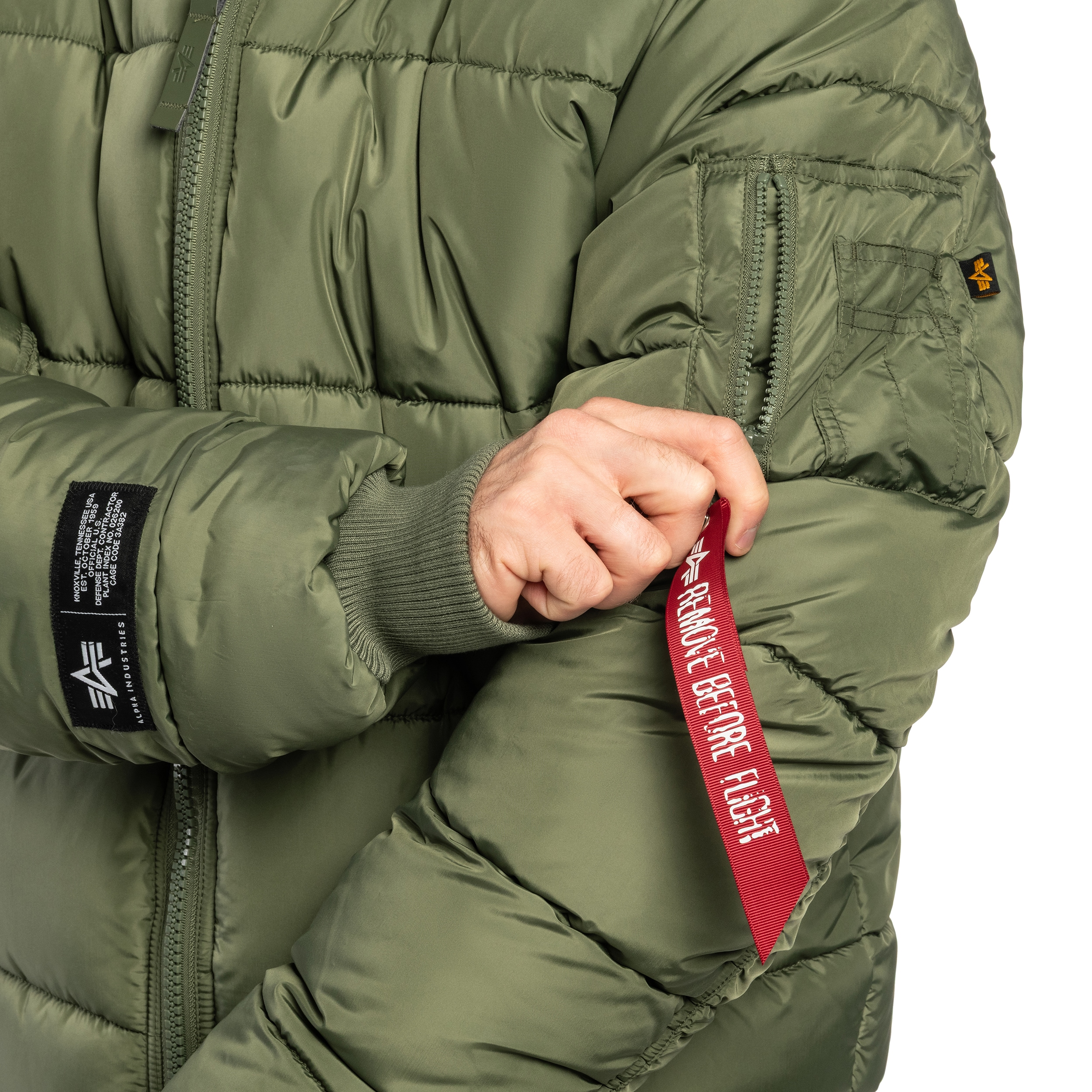 Kurtka Alpha Industries MA-1 Logo Puffer Winter Jacket - Sage Green