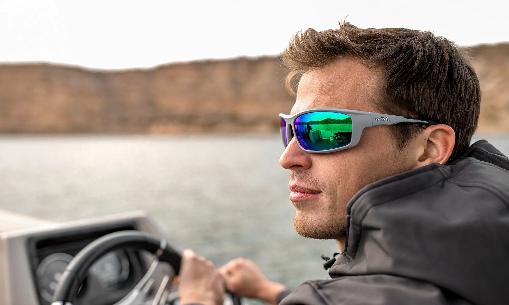 Okulary taktyczne Wiley X Grid - Captivate Polarized Green Mirror/Matte Cool Grey