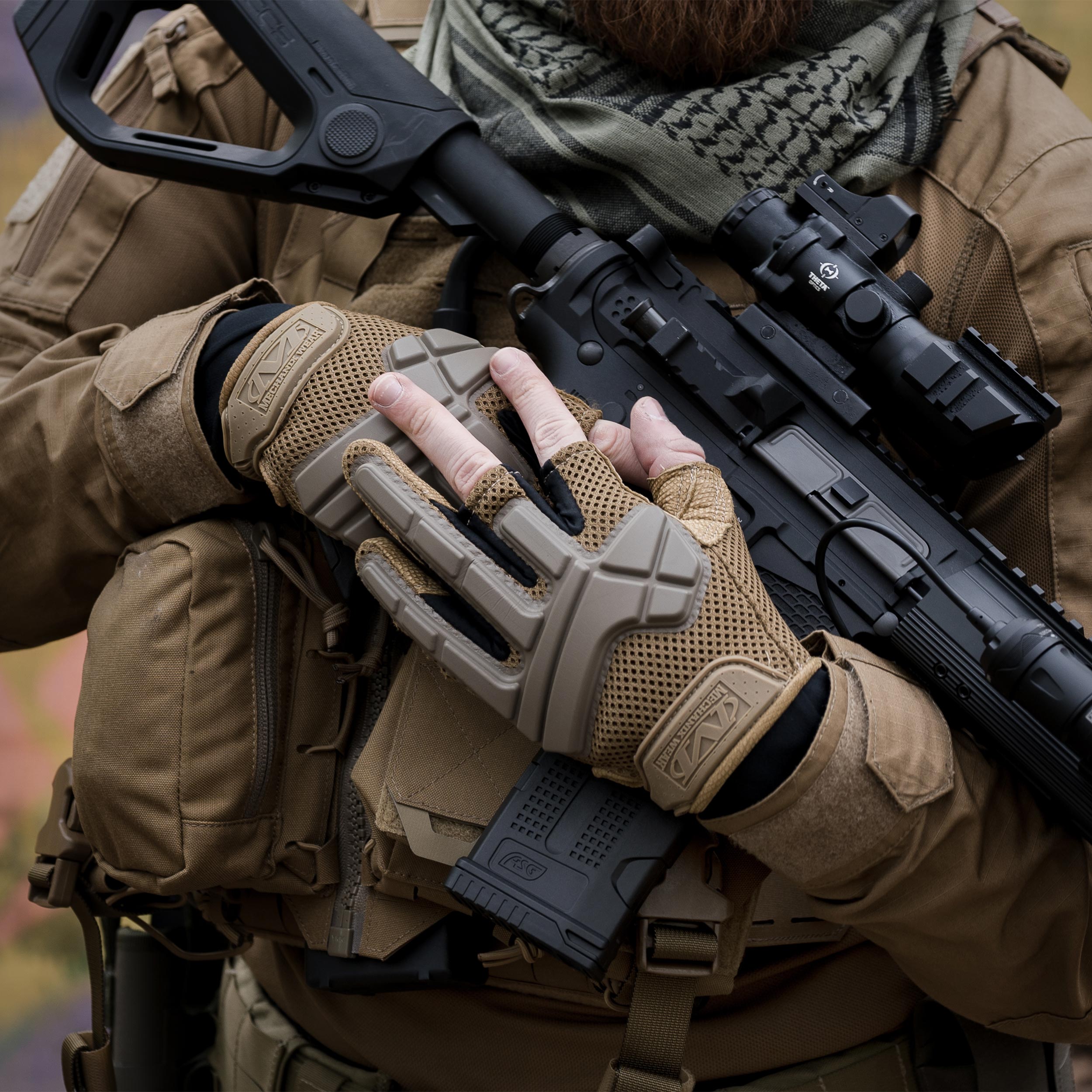 Тактичні рукавиці Mechanix Wear M-Pact Partial Finger Coyote