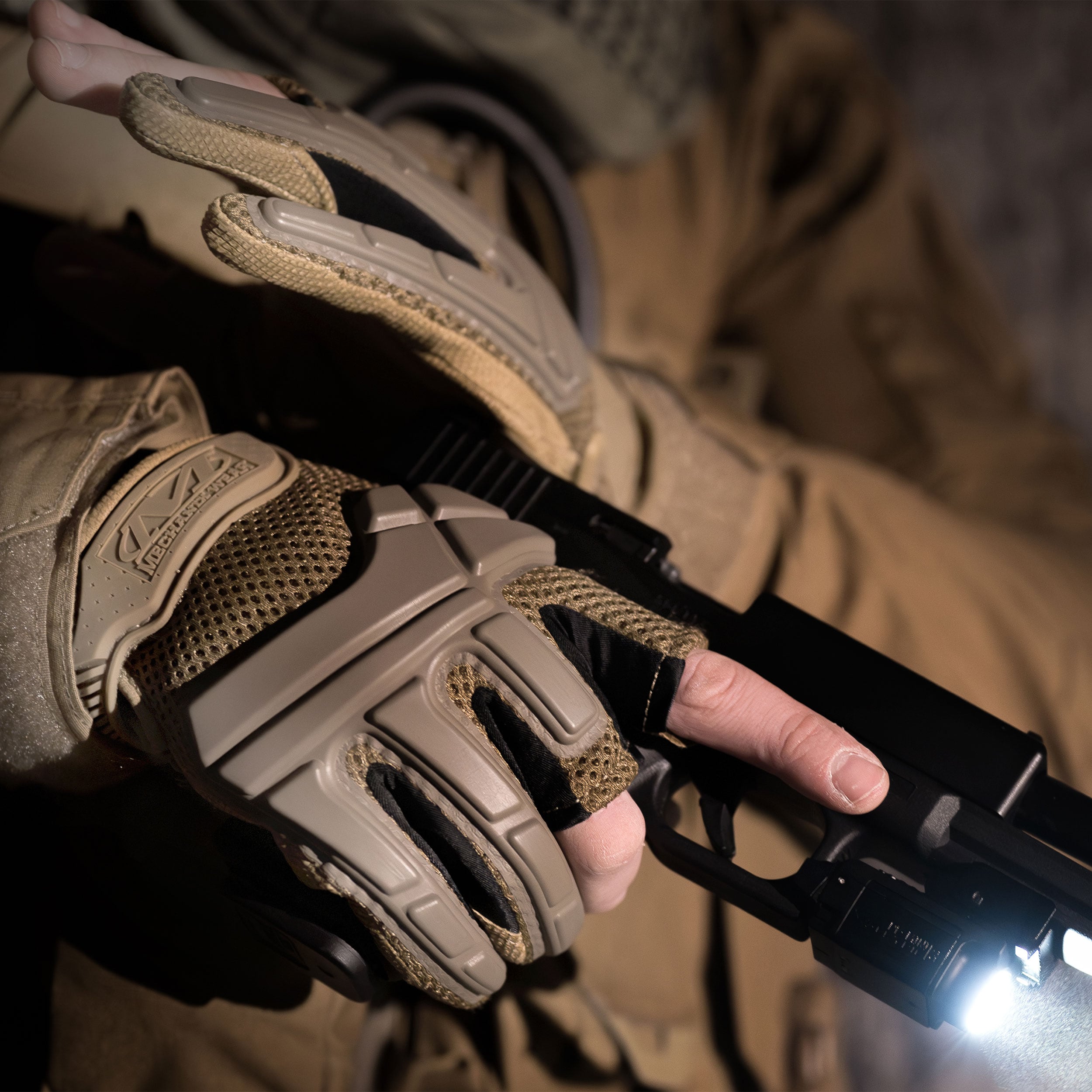 Тактичні рукавиці Mechanix Wear M-Pact Partial Finger Coyote