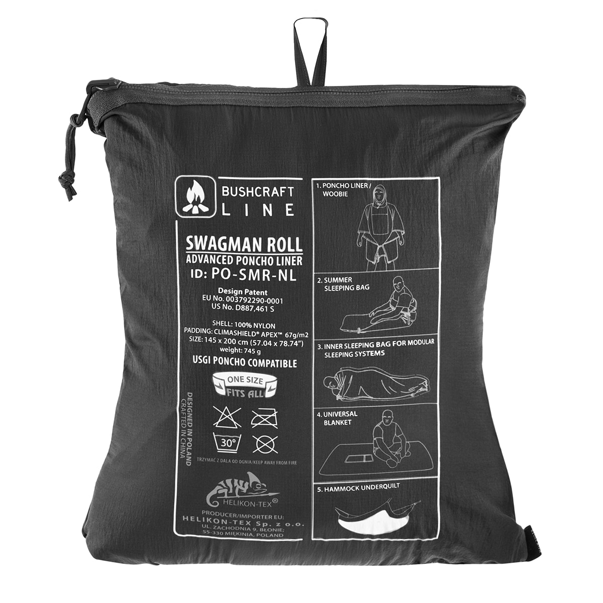 Пончо Helikon-Tex Swagman Roll Climashield Apex з функцією спального мішка - Shadow Grey