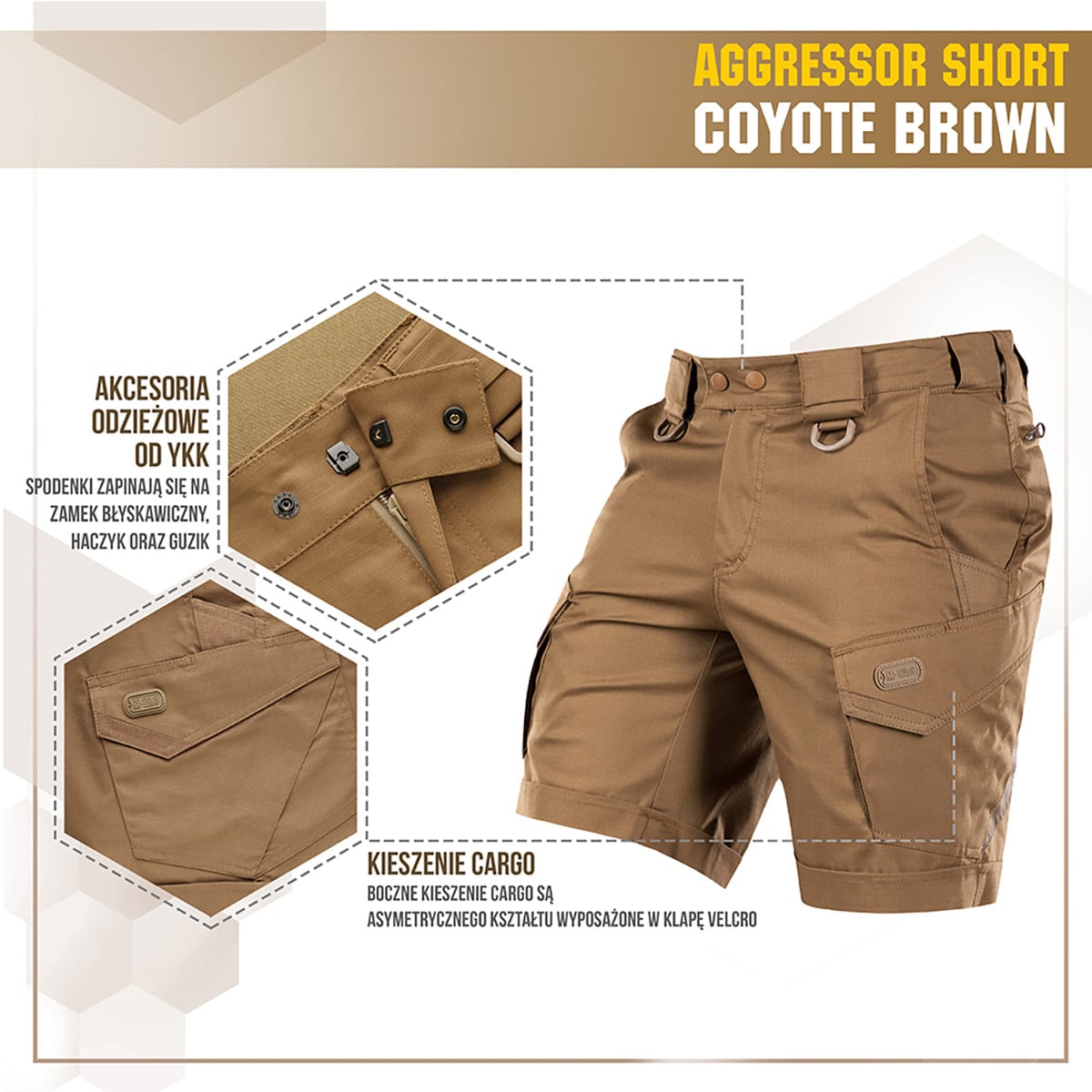 Szorty M-Tac Aggressor Short - Coyote Brown