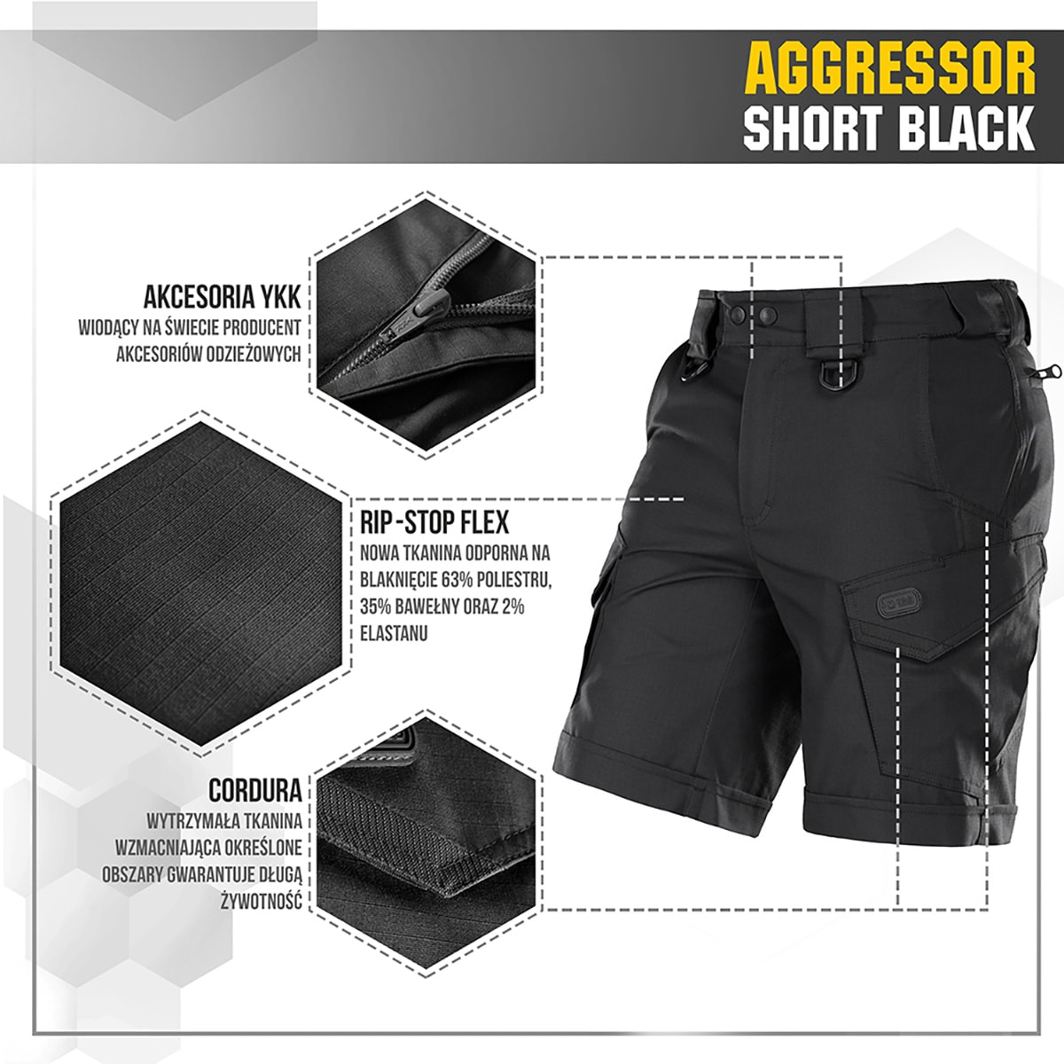 Szorty M-Tac Aggressor Short - Black