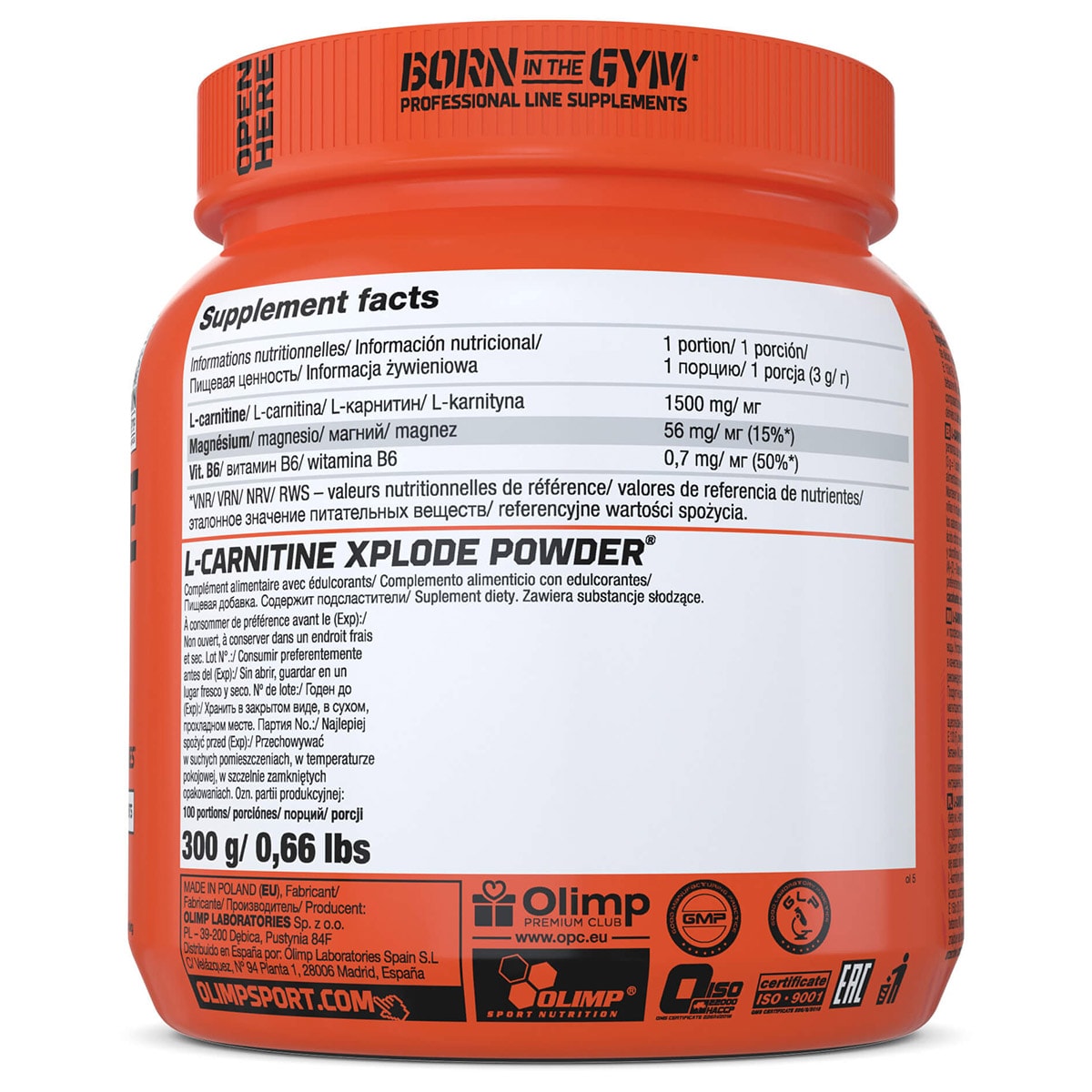 Жиросжигатель Olimp Sport Nutrition Olimp L-Carnitine Xplode Powder - 300 г - апельсин - харчова добавка
