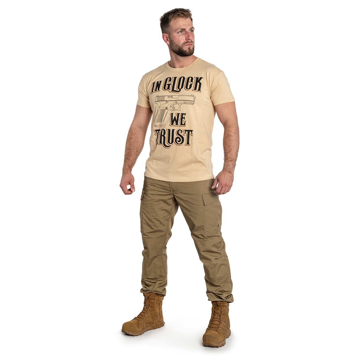 Koszulka T-Shirt War Hog In Glock We Trust - Coyote