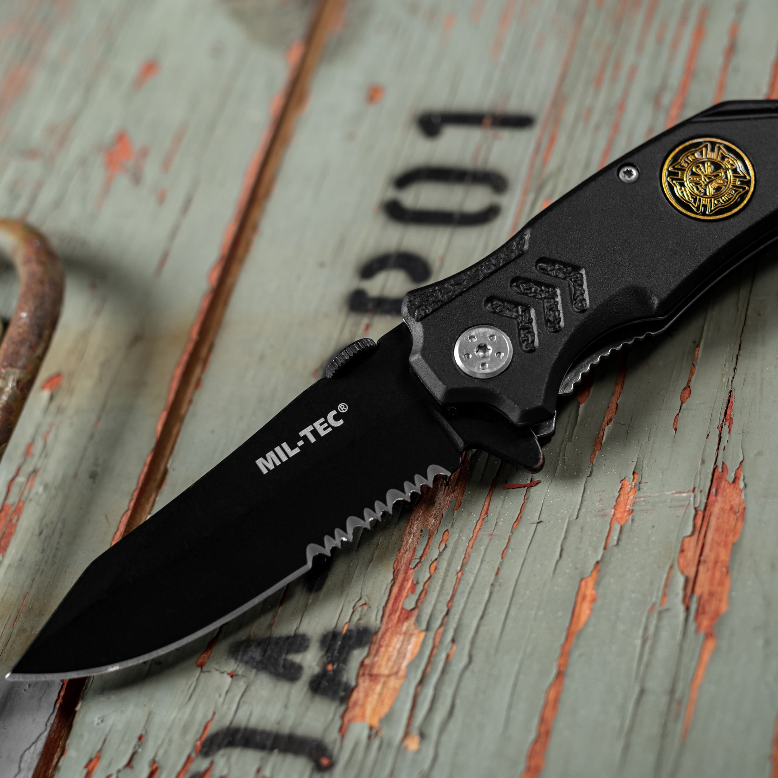 Mil-Tec Fire Brigade Rescue Folding Knife Black