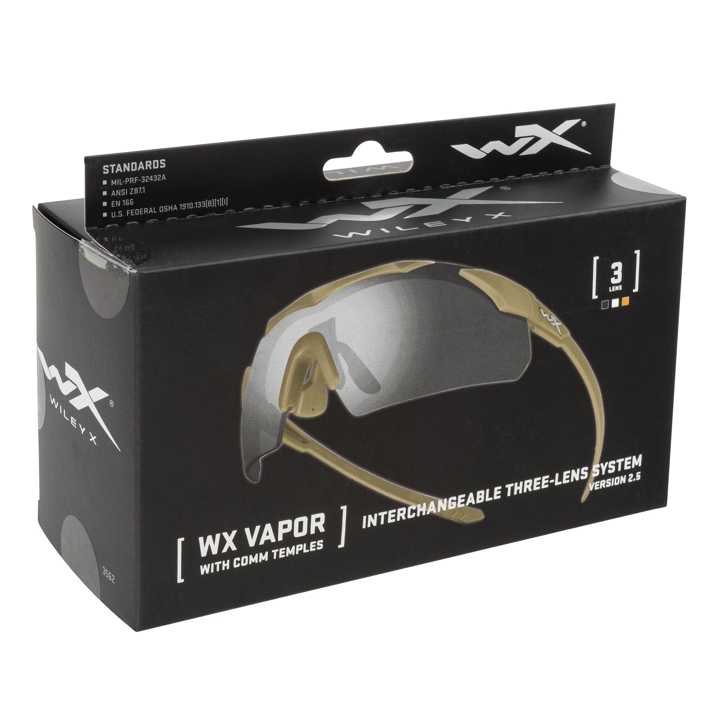 Okulary taktyczne Wiley X Vapor Comm 2.5 Set 3in1 - Matte Tan