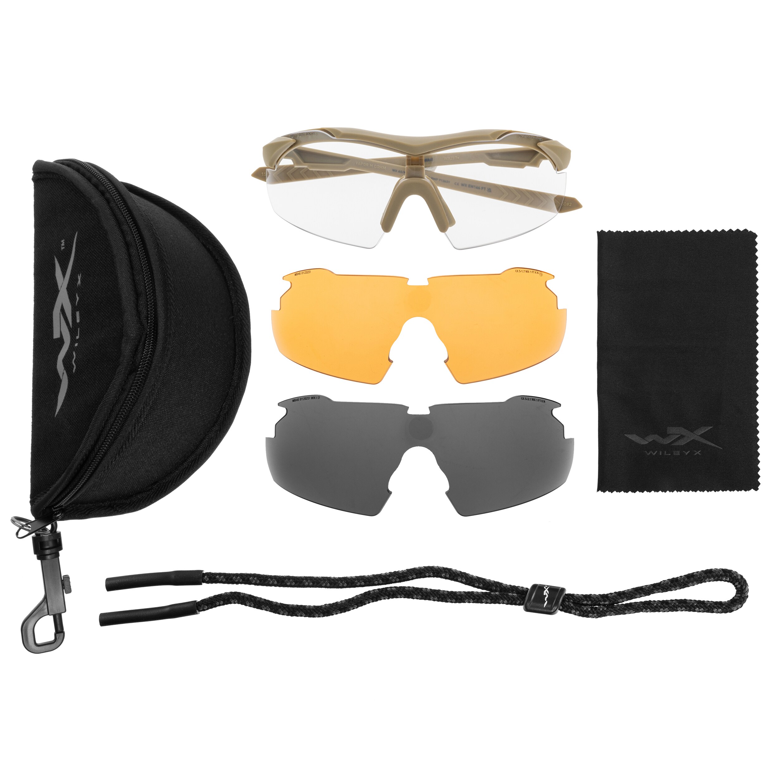 Okulary taktyczne Wiley X Vapor Comm 2.5 Set 3in1 - Matte Tan