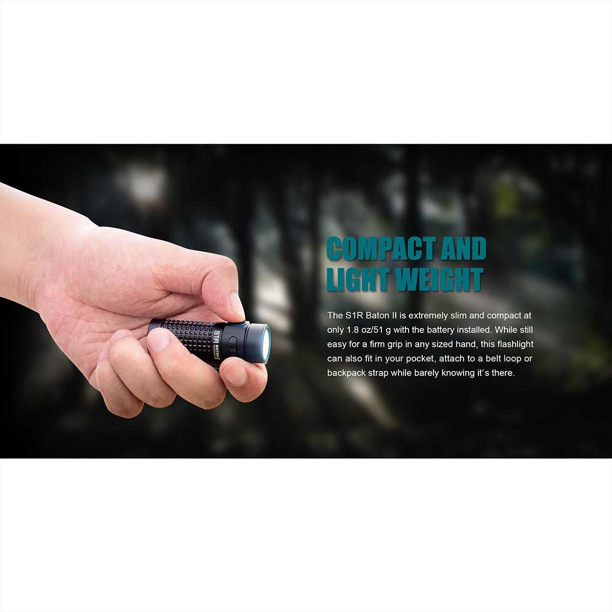Latarka akumulatorowa Olight S1R II Baton Black - 1000 lumenów