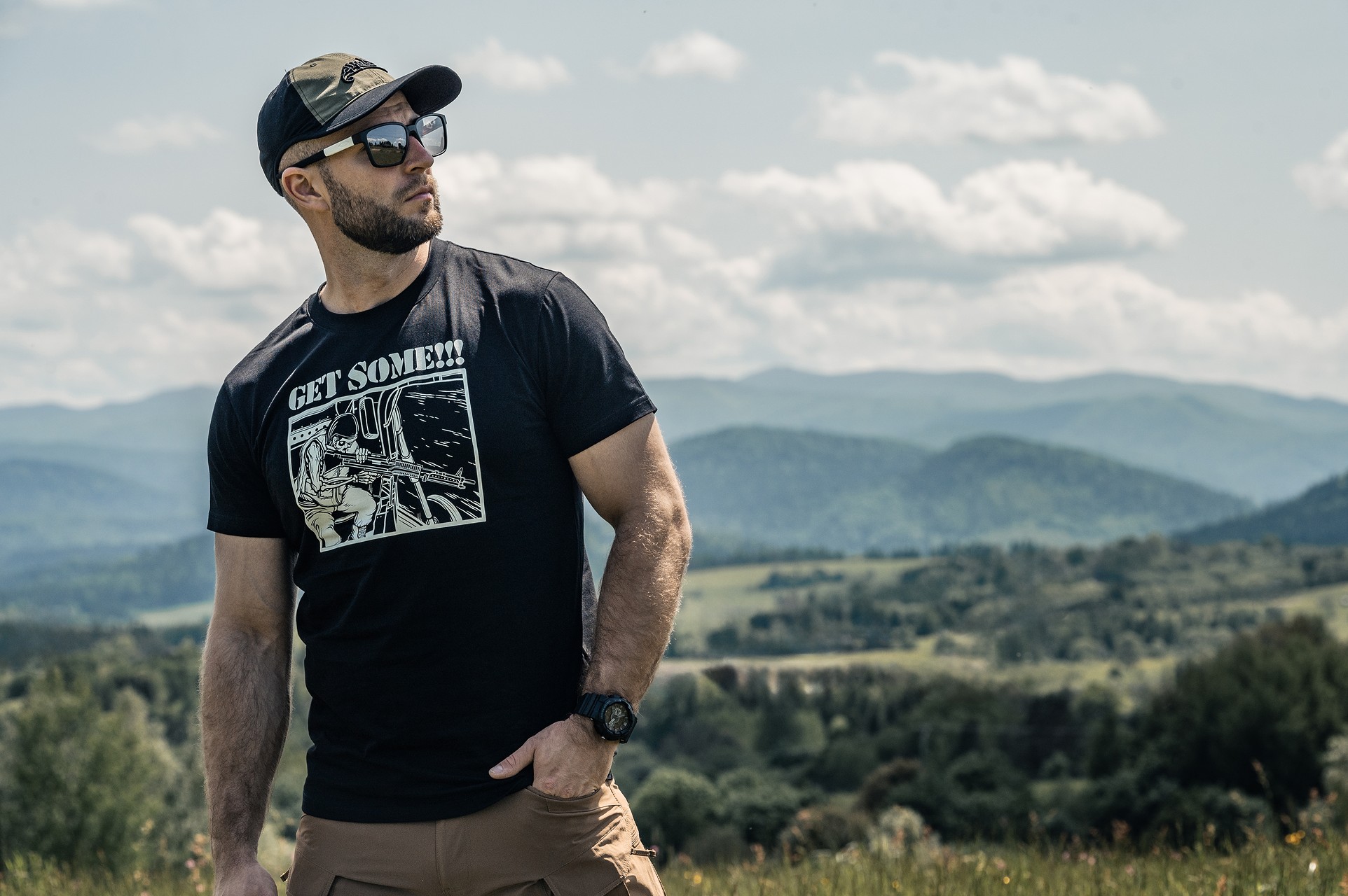 Czapka z daszkiem Helikon-Tex Logo Cap PolyCotton Rip-Stop - Black/Olive Green