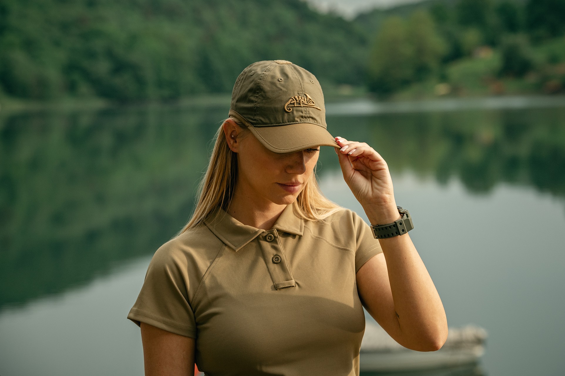 Czapka z daszkiem Helikon Logo Cap PolyCotton Rip-Stop - Adaptive Green/Coyote