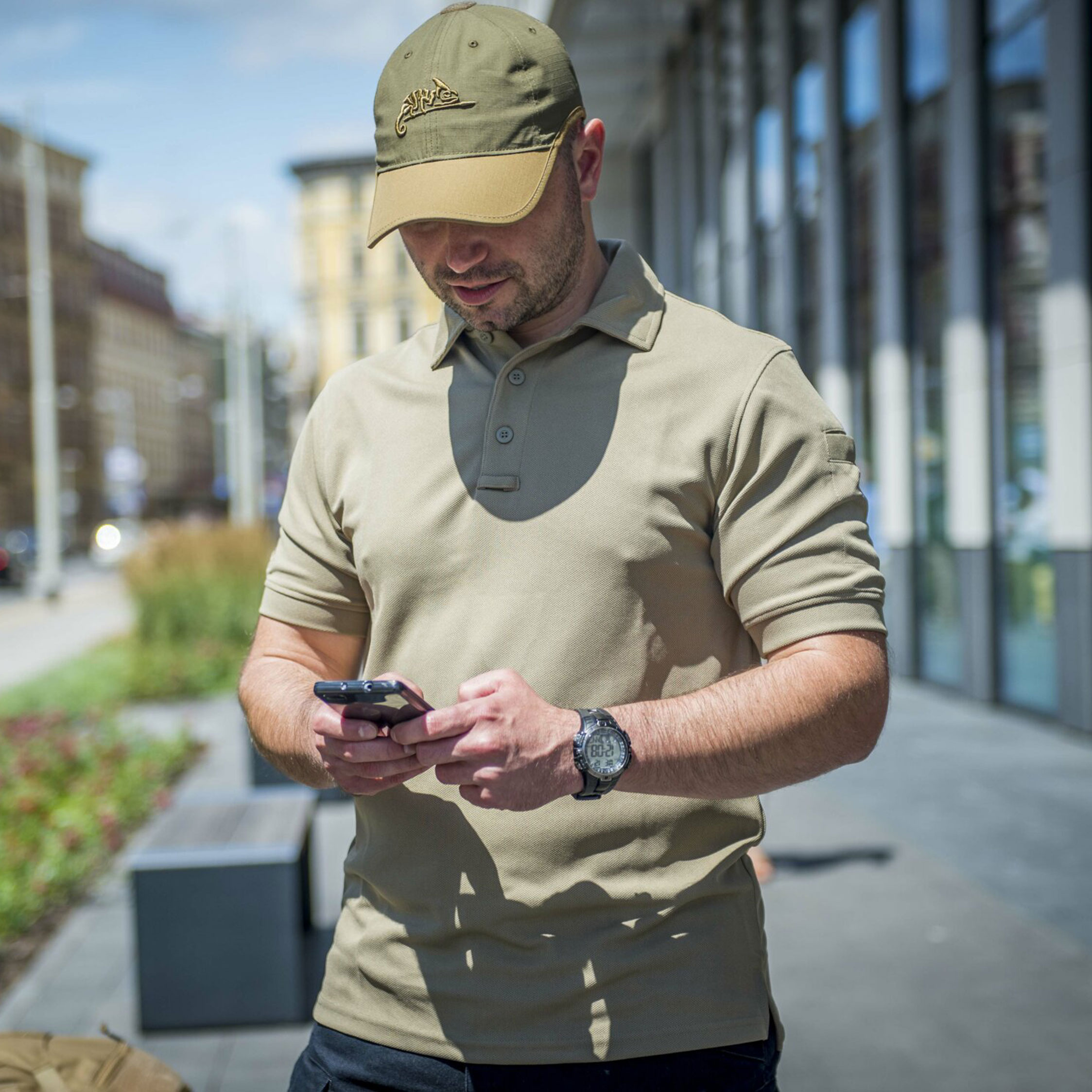 Czapka z daszkiem Helikon-Tex Logo Cap PolyCotton Rip-Stop - Adaptive Green/Coyote