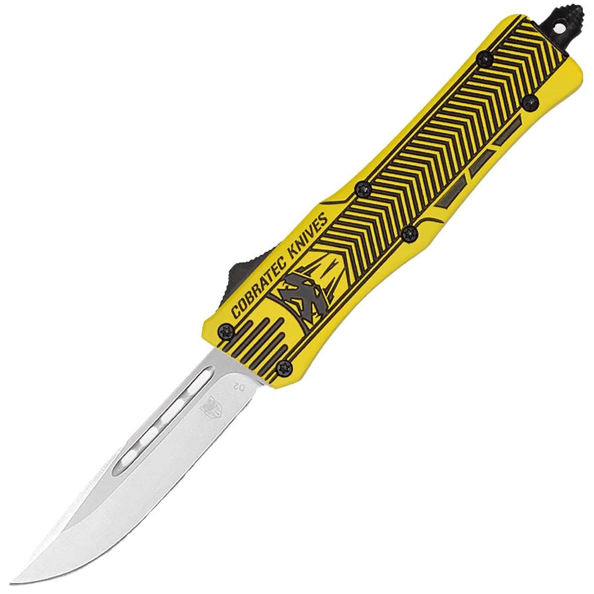 Nóż sprężynowy CobraTec OTF Medium Yellow and Graphite Black