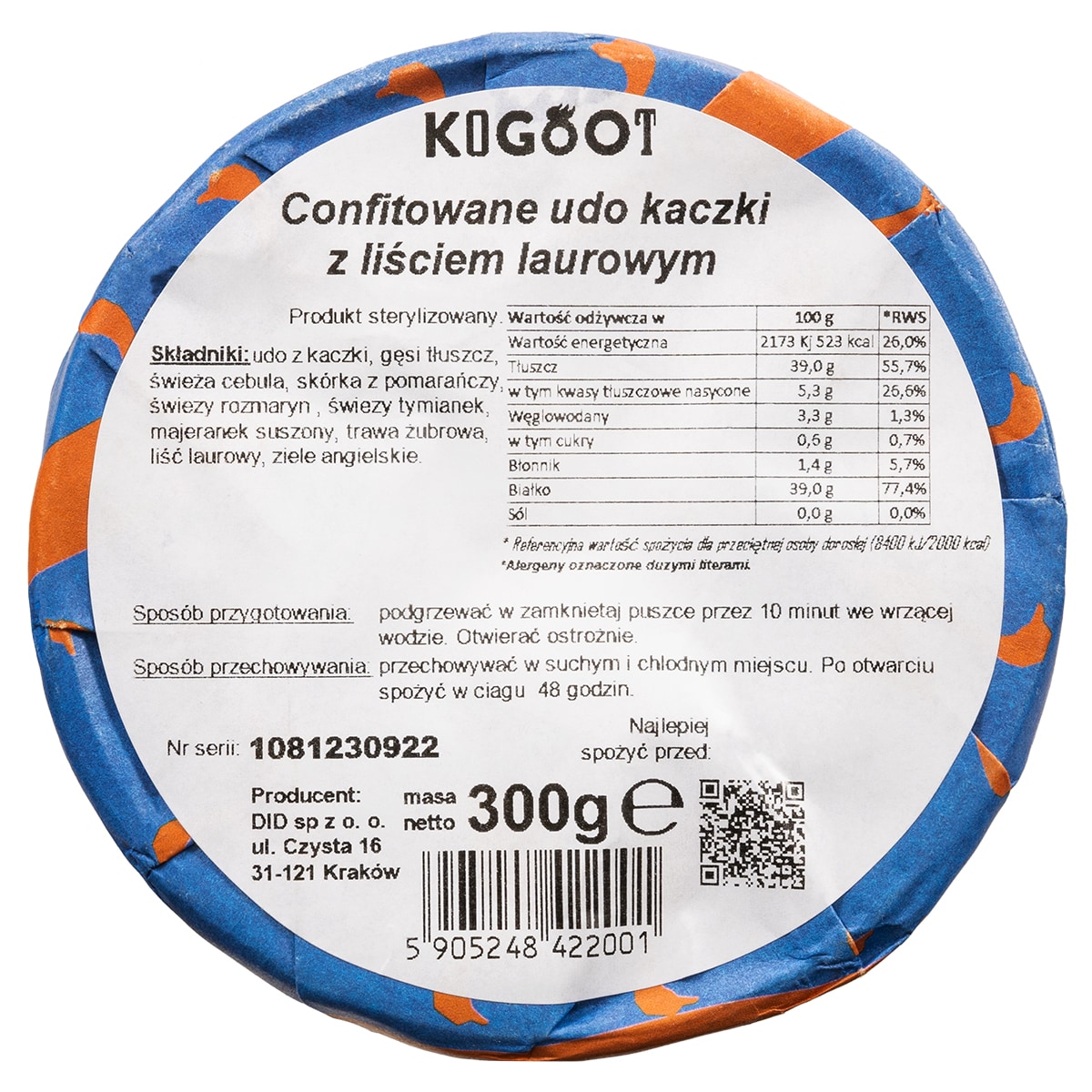 Żywność konserwowana Kogoot - Konfitowane udo kaczki z liściem laurowym 300 g
