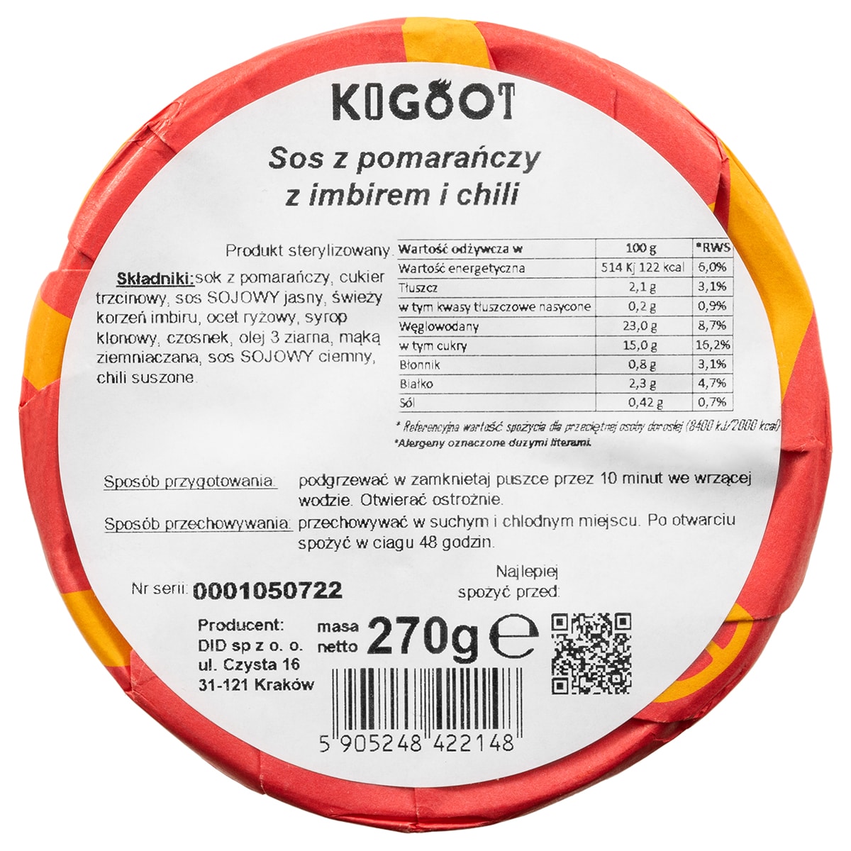 Żywność konserwowana Kogoot - Sos z pomarańczy z imbirem i chili 270 g
