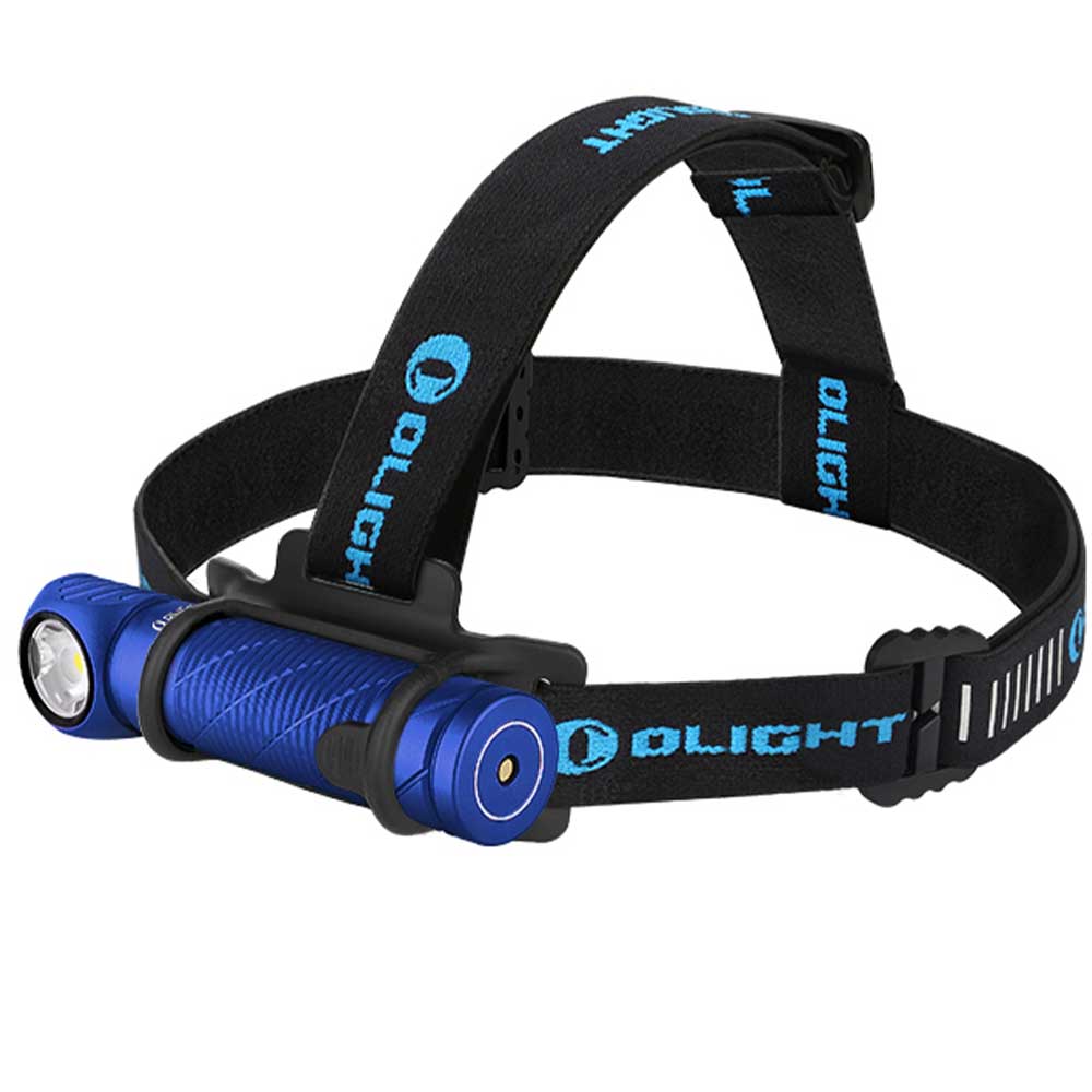 Latarka czołowa i kątowa Olight Perun 2 Cool White Kit Blue z opaską - 2500 lumenów