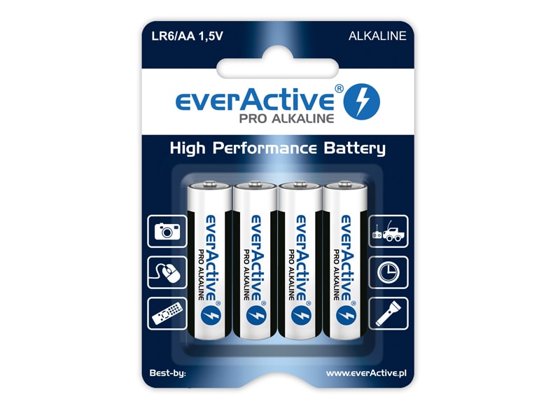 Лужна батарейка EverActive LR6 AA Pro 3000 mAh - 4 шт.