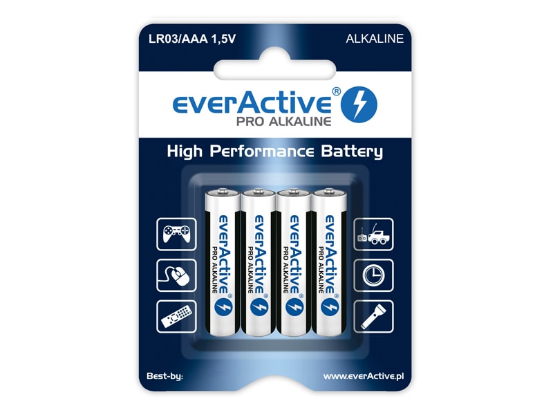 Лужна батарейка EverActive LR03 AAA Pro 1250 mAh блістер - 4 шт.