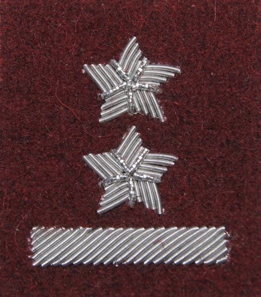 Військове звання на берет Війська Польського бордовий вишивка канителлю – підпоручник