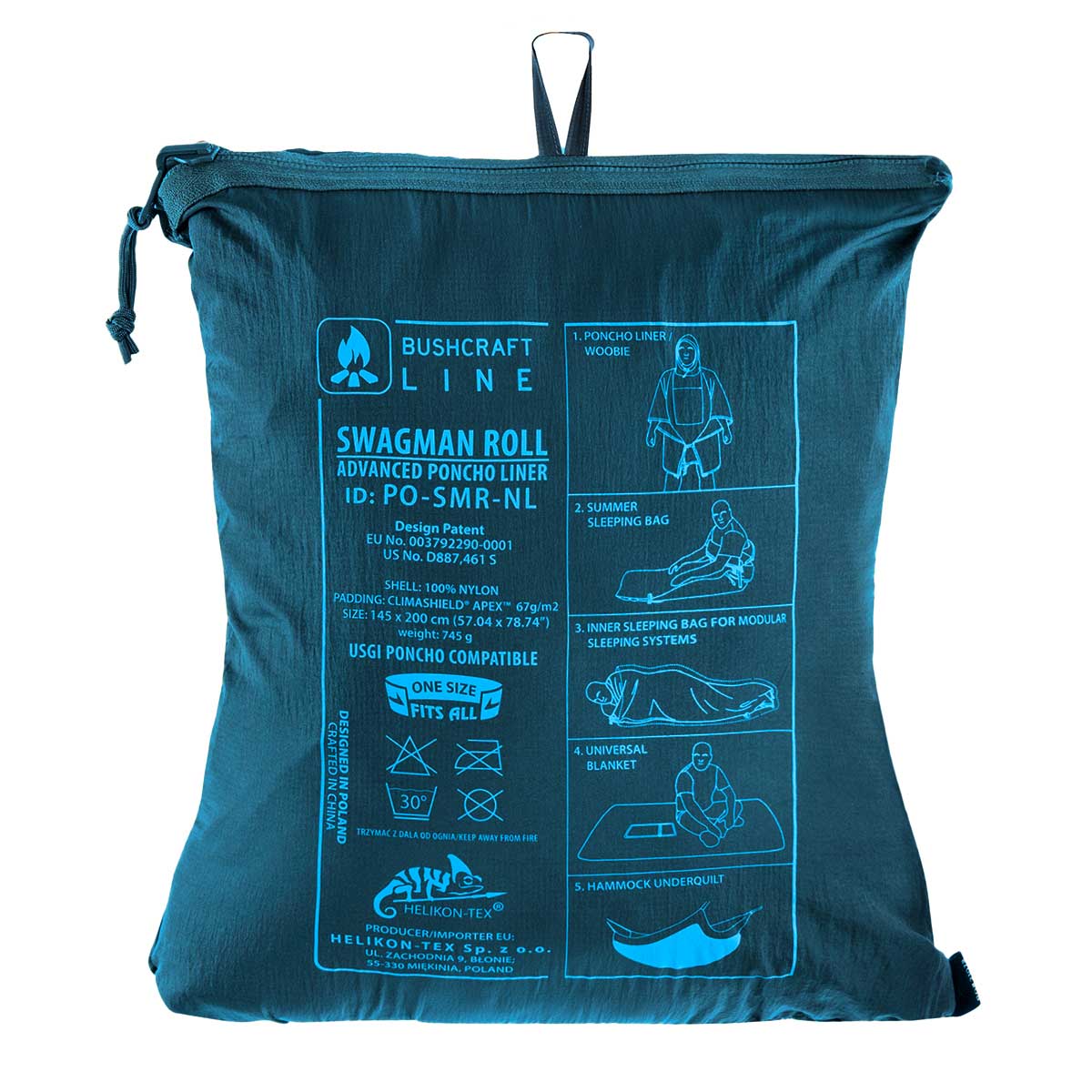 Пончо Helikon-Tex Swagman Roll Climashield Apex з функцією спального мішка - Aqua Blue