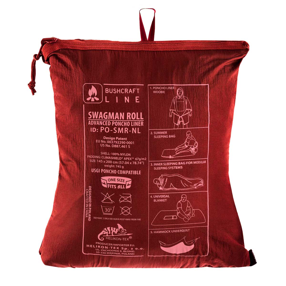 Пончо Helikon-Tex Swagman Roll Climashield Apex з функцією спального мішка - Crimson Sky